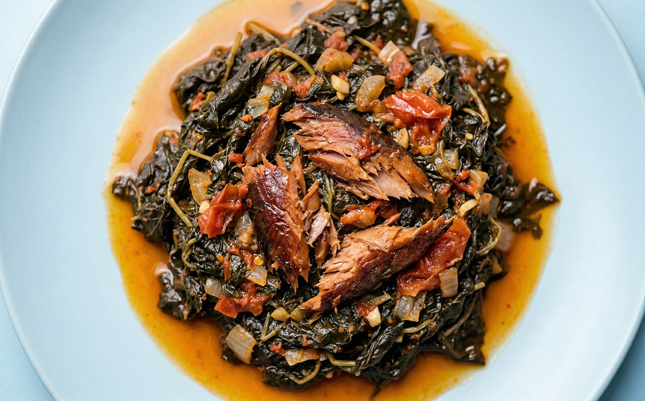 Central African-Style Amaranth Greens with Smoked Fish
