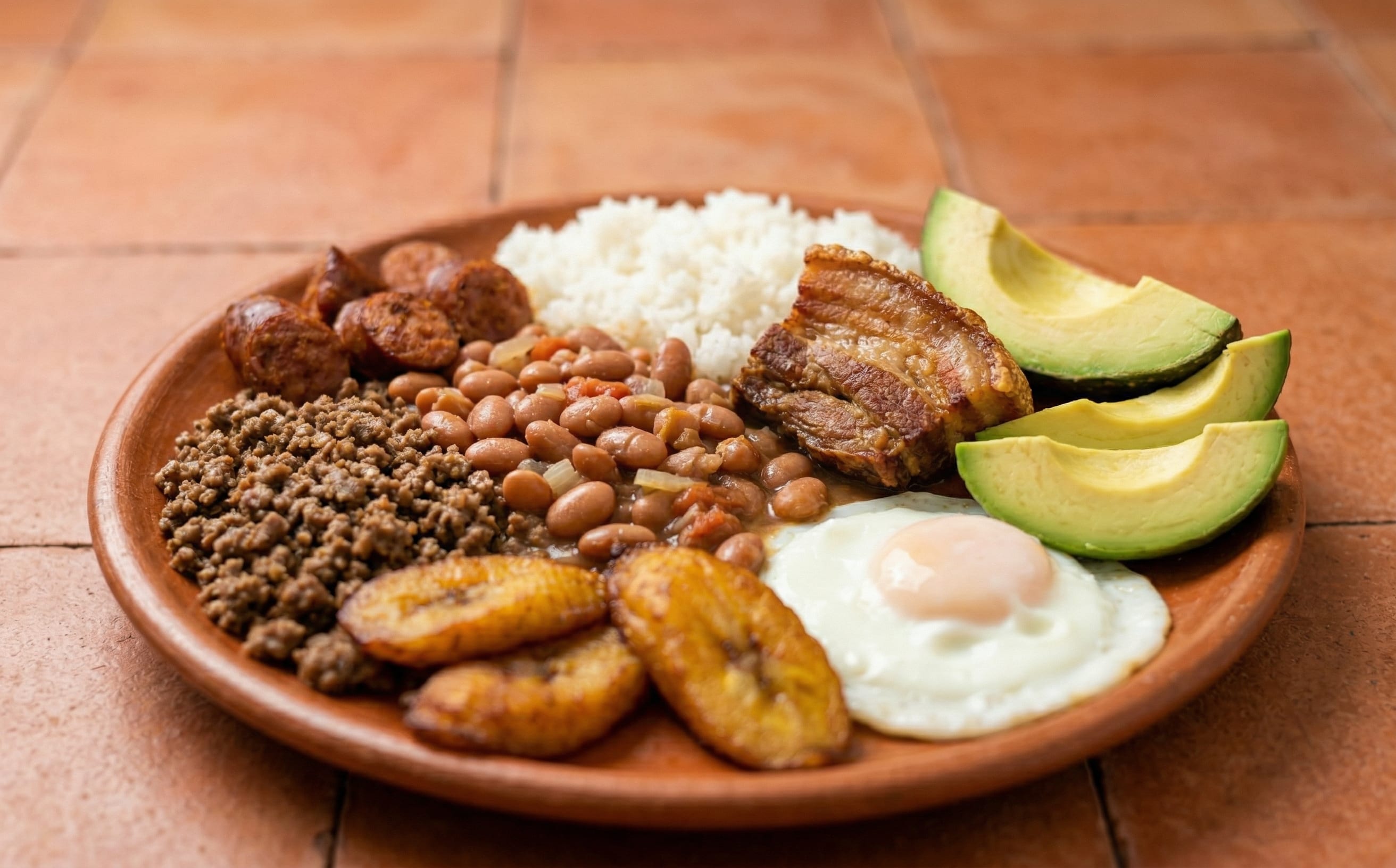 Bandeja Paisa (Beans, Rice, and Pork Platter)