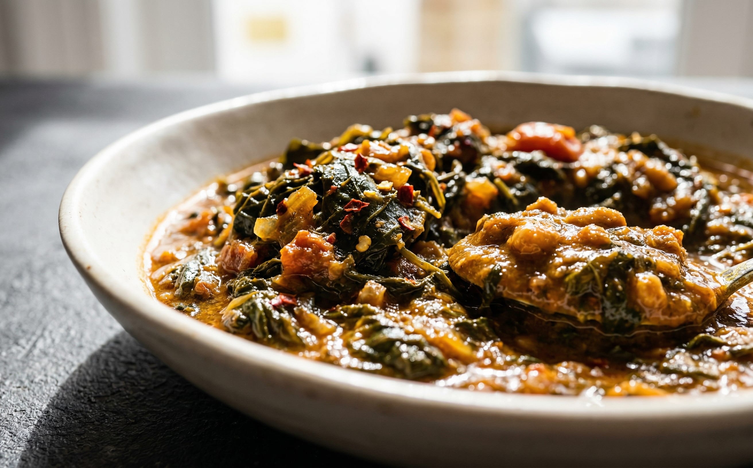 Pondu aux Arachides (Cassava Leaf and Peanut Stew)