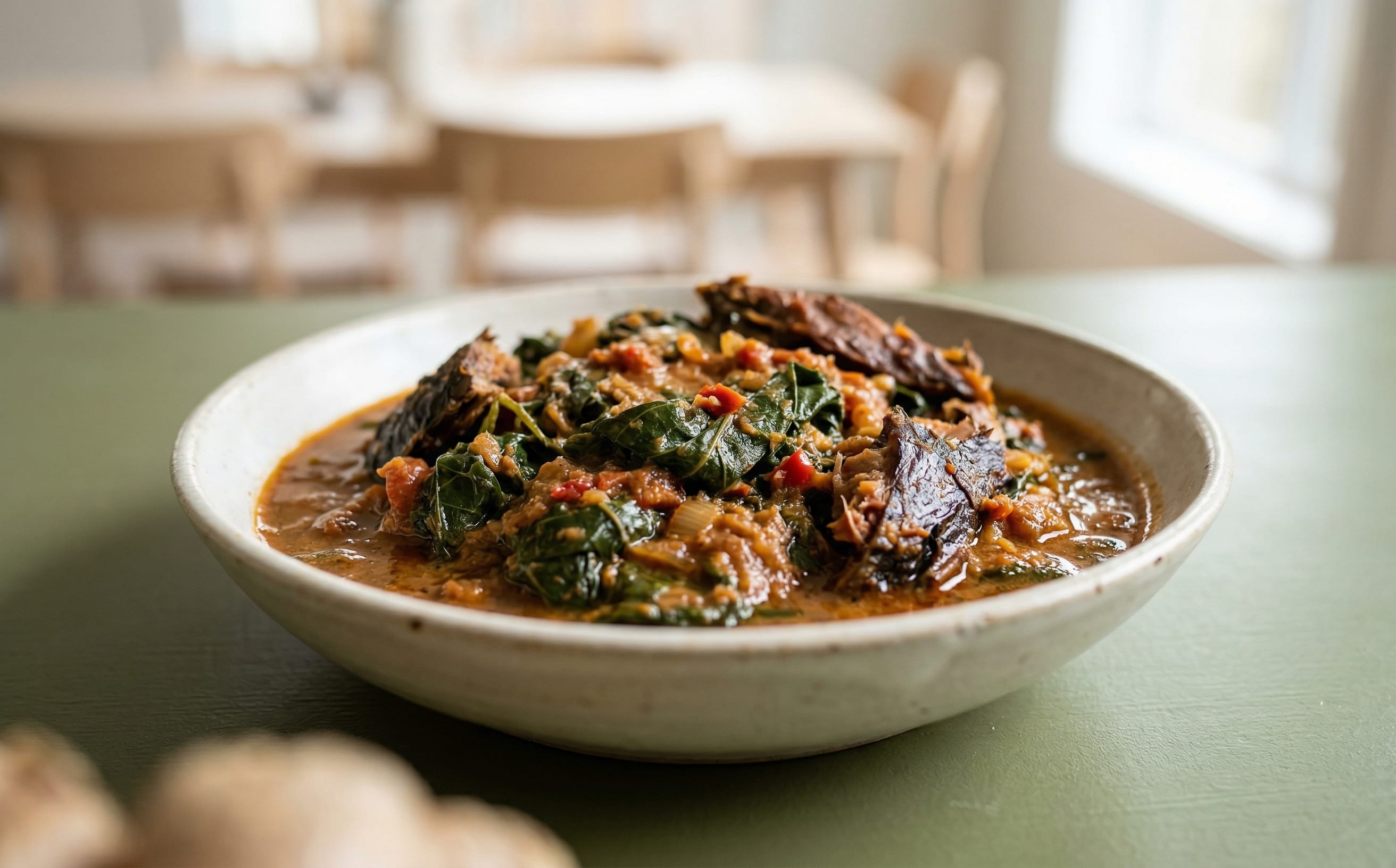Fumbwa (Gnetum and Smoked Fish Stew)