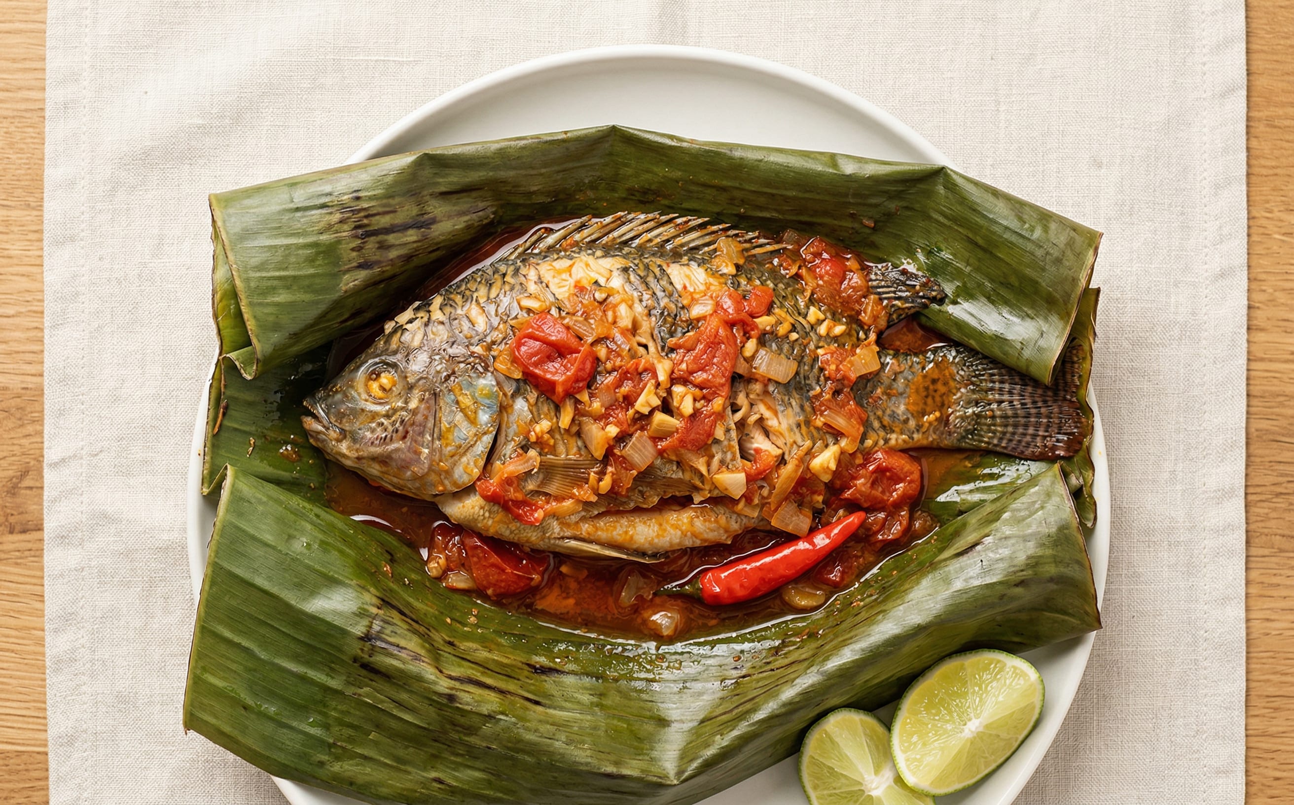 Maboké de Poisson (Fish Steamed in Banana Leaves)