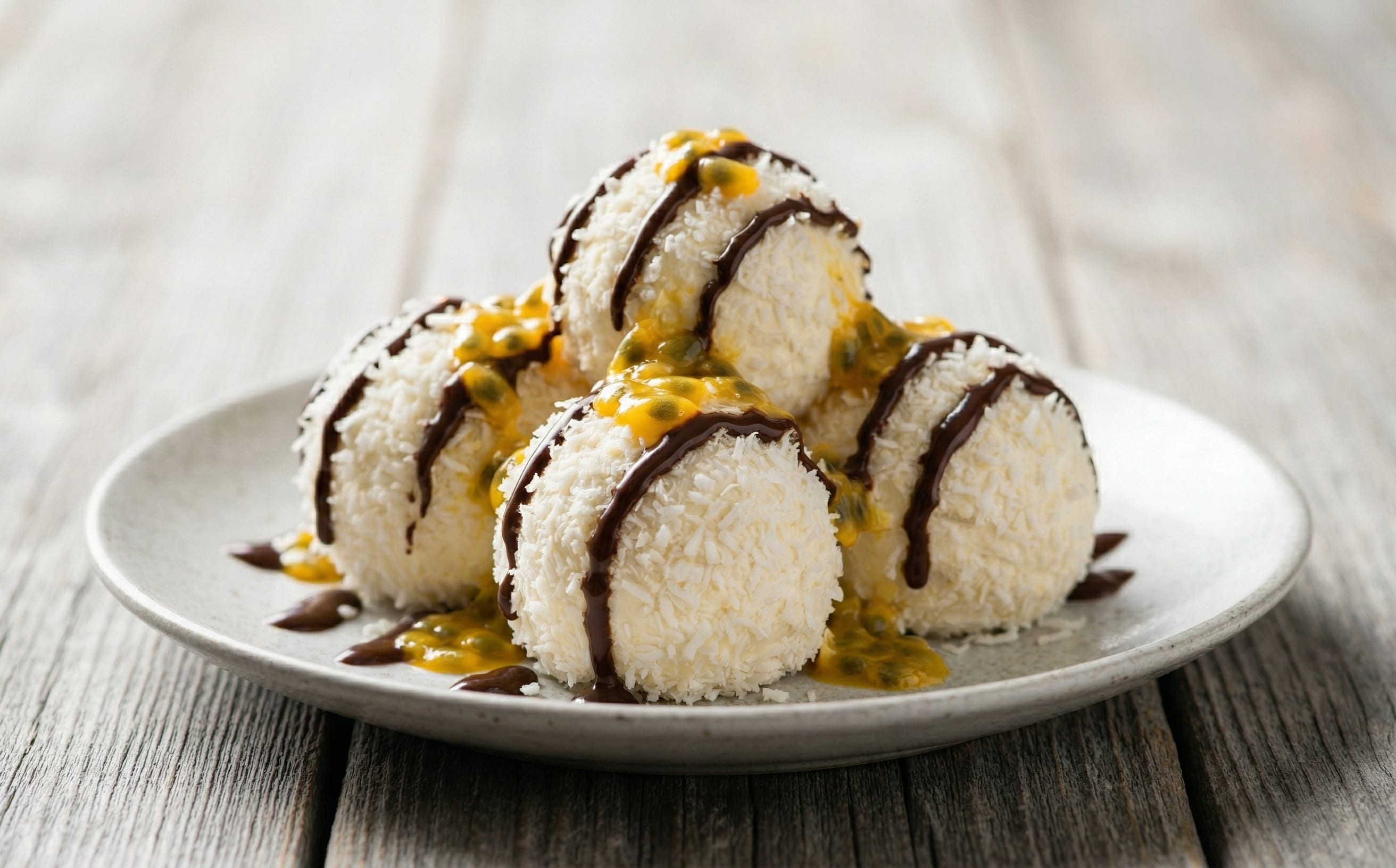Coconut-Crusted Ice Cream with Passion Fruit