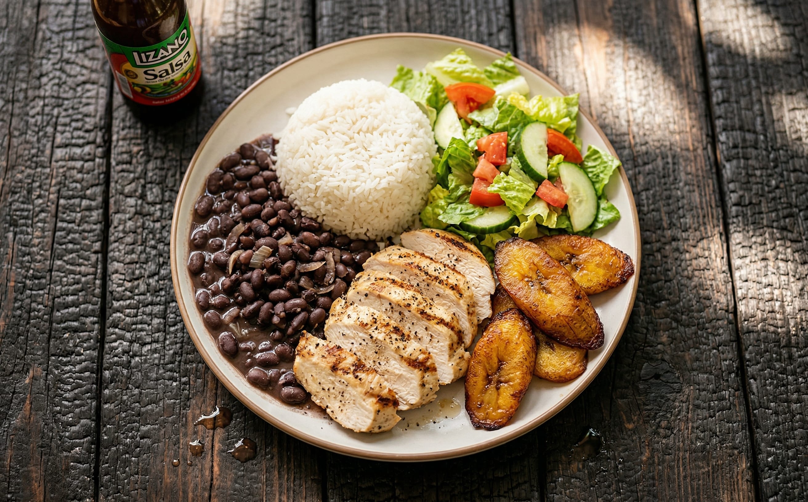 Casado con Pollo (Rice, Beans, Plantain, and Chicken Plate)