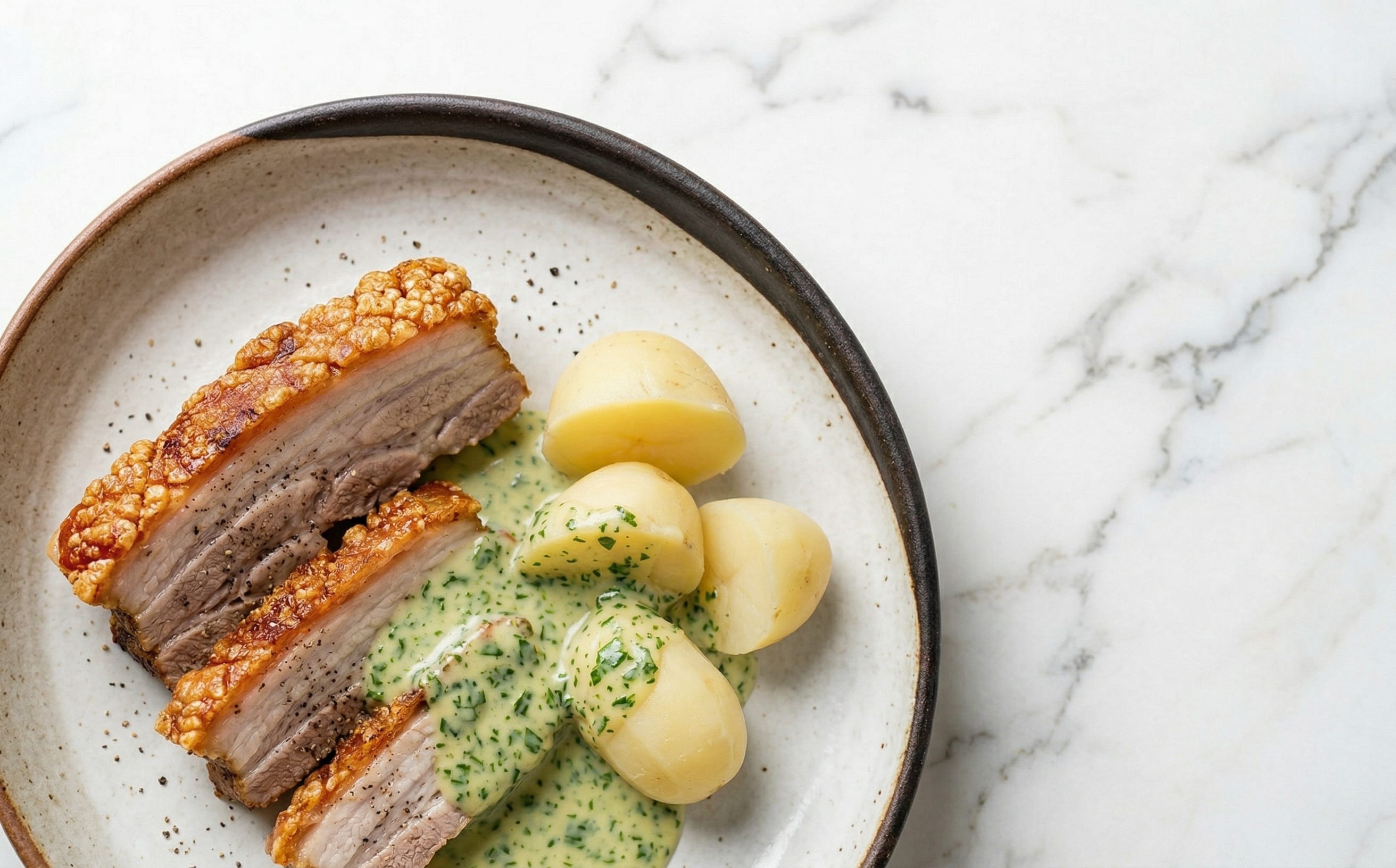 Stegt Flæsk med Persillesovs (Crispy Pork with Parsley Sauce)