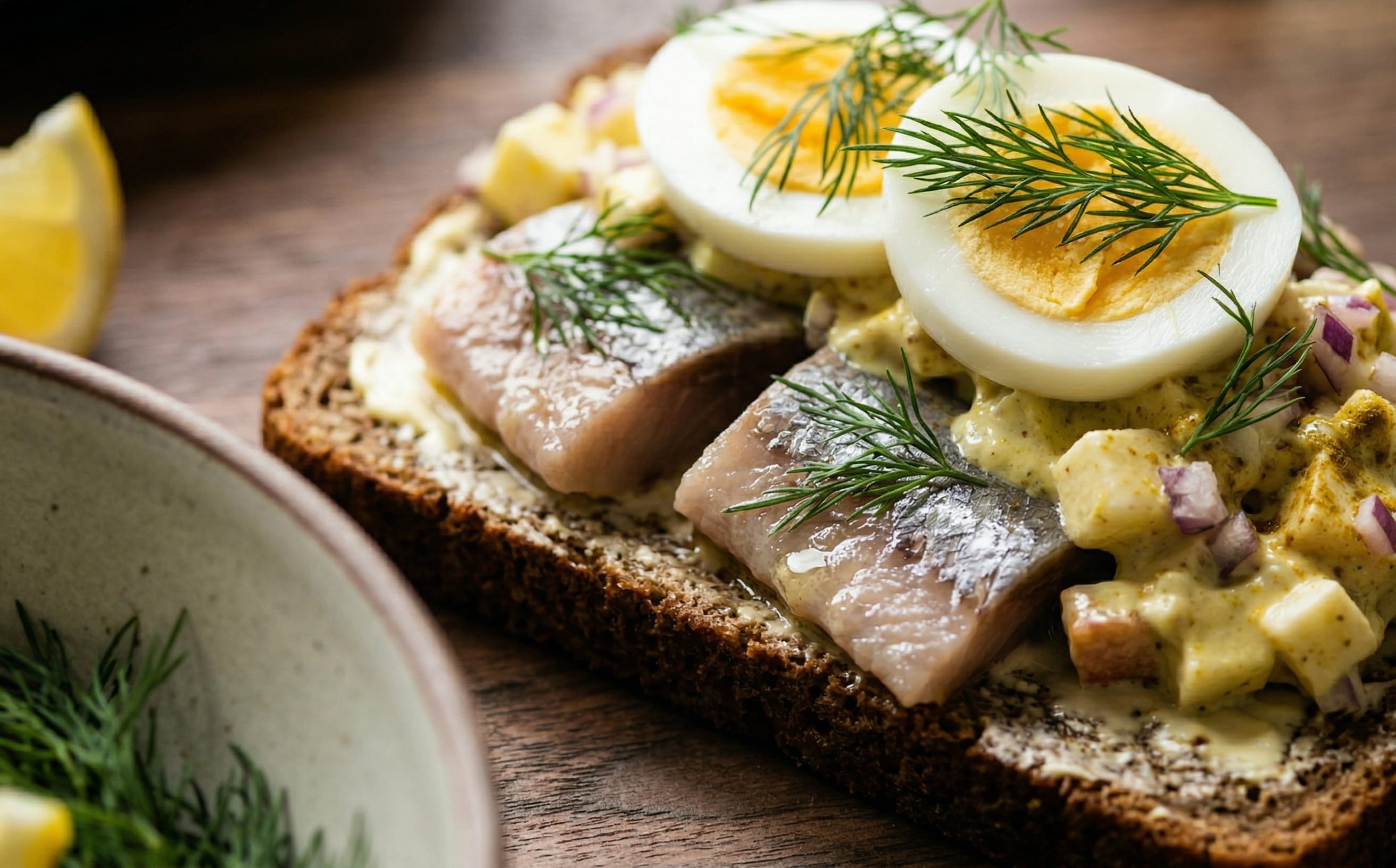 Smørrebrød med Sild (Pickled Herring Open-Faced Sandwich)