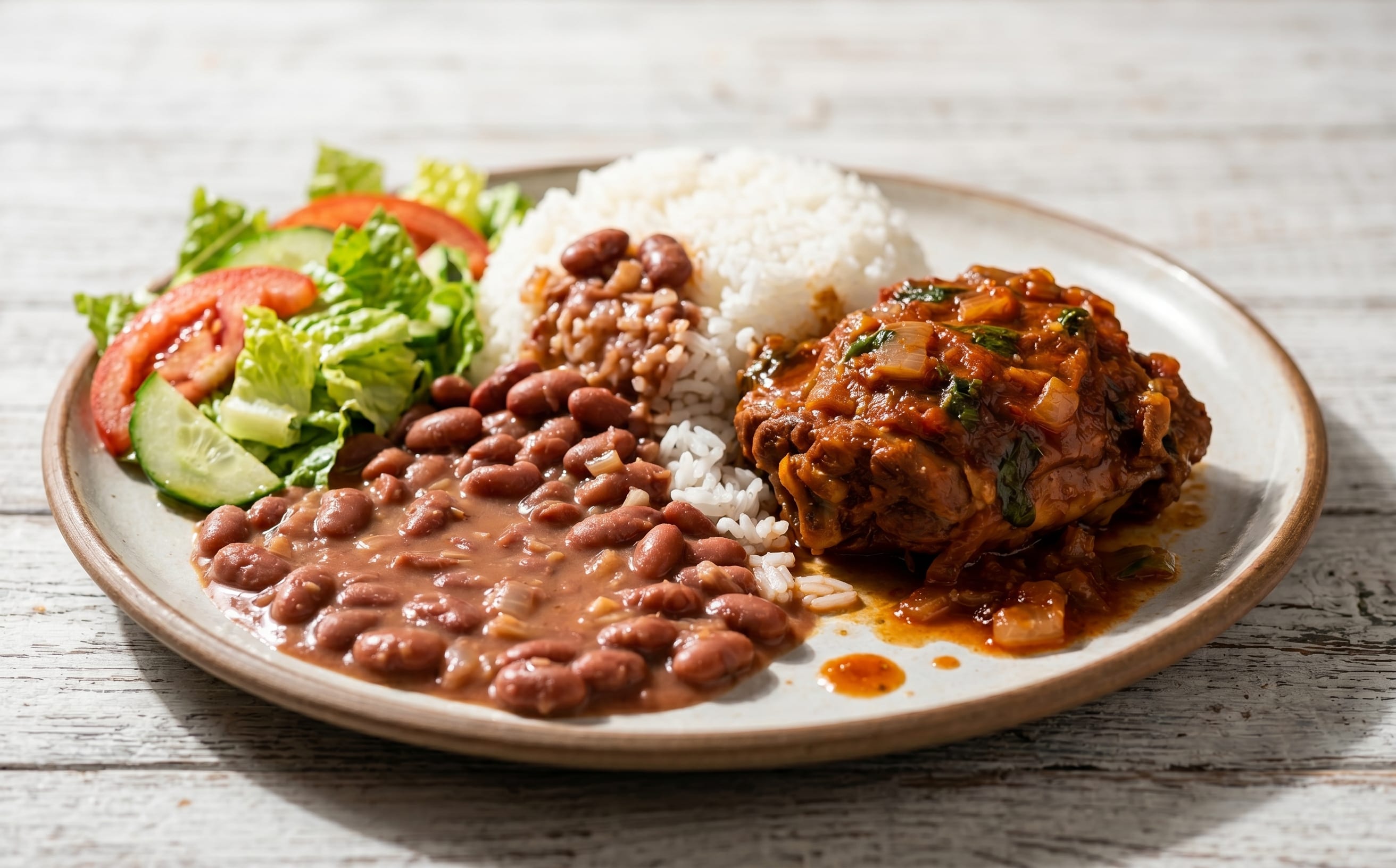 La Bandera Dominicana (Rice, Beans, and Braised Chicken)