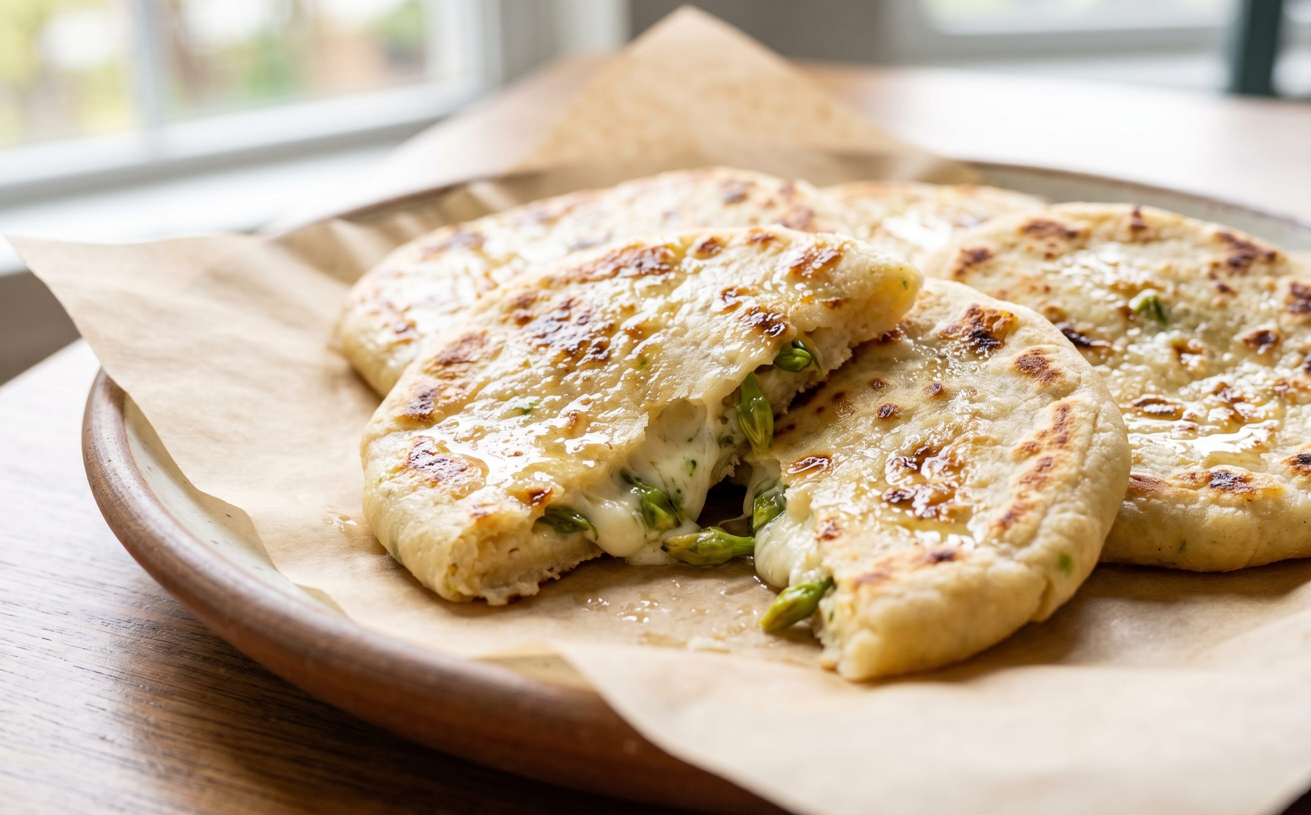 Pupusas de Queso con Loroco (Cheese and Loroco Stuffed Corn Cakes)