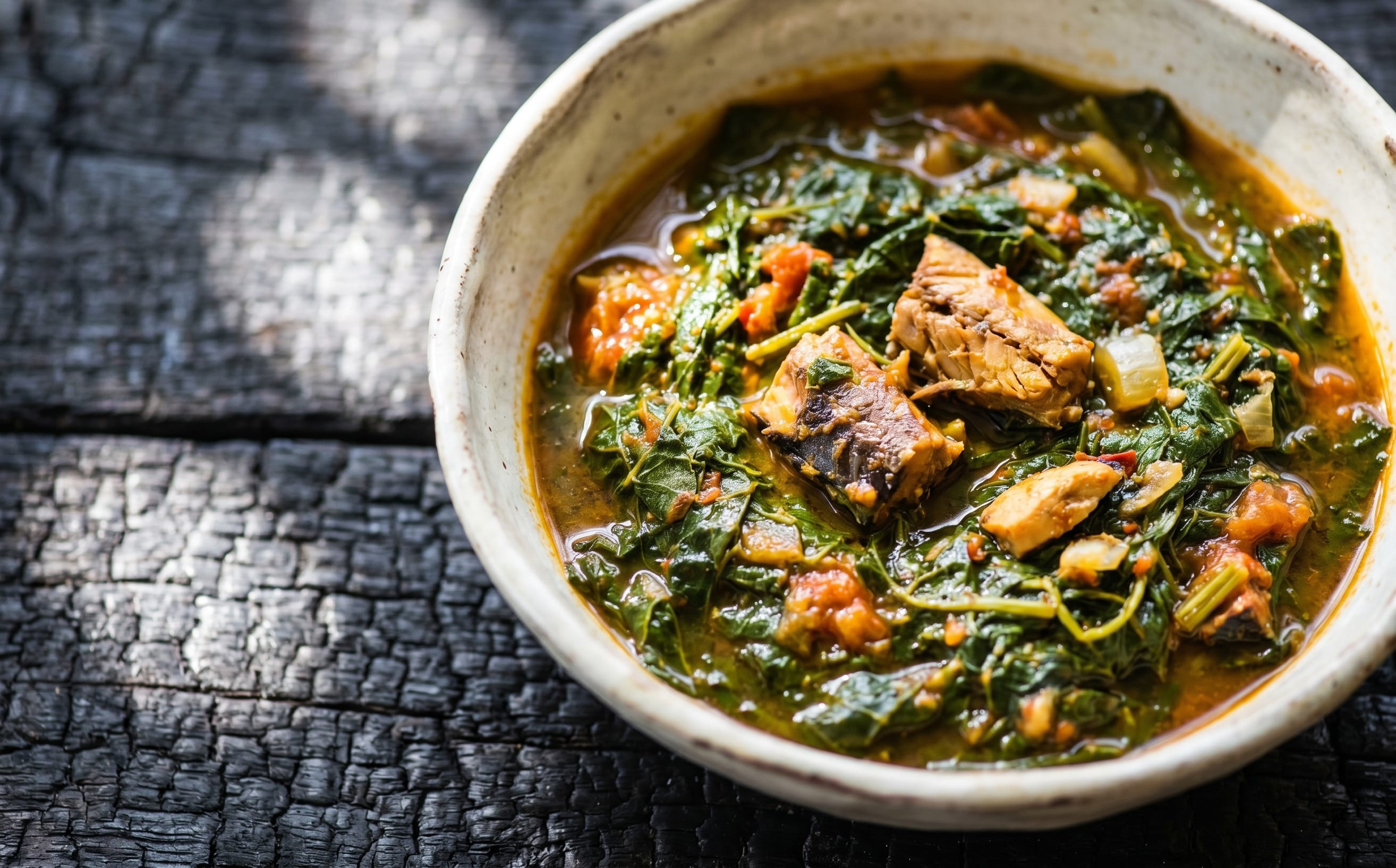 Lomandoha (Taro Leaf and Smoked Fish Stew)