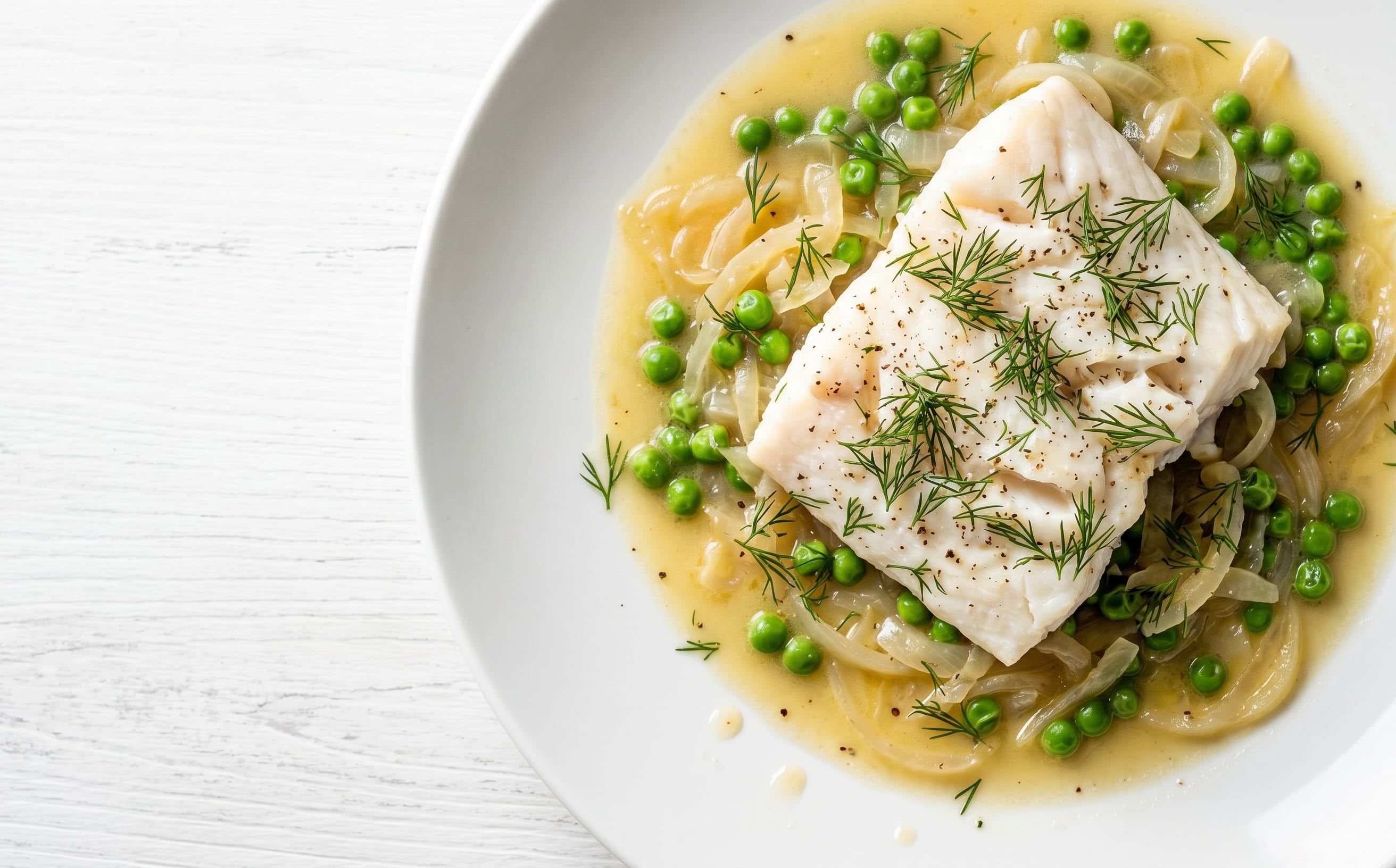 Buttered Cod with Peas