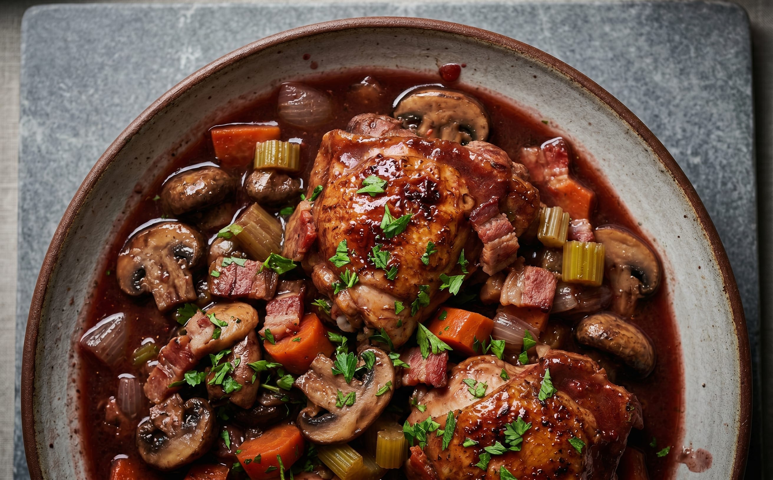 Coq au Vin (Chicken Braised in Red Wine)