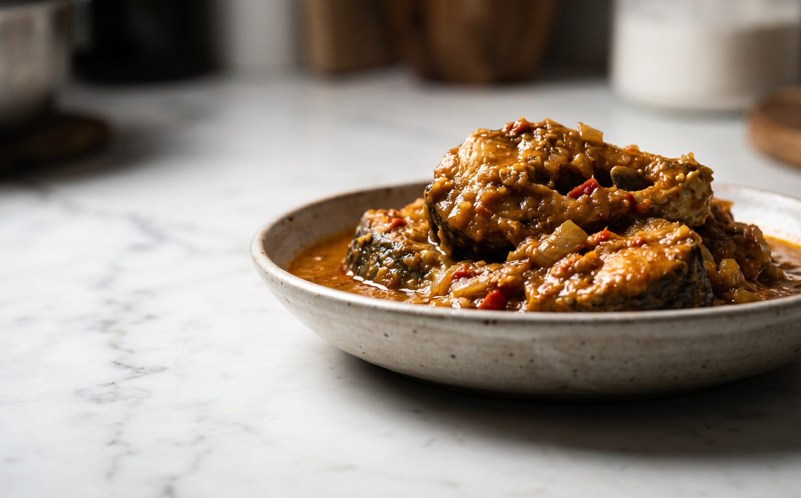 Poisson Nyembwe (Fish in Palm Nut Sauce)