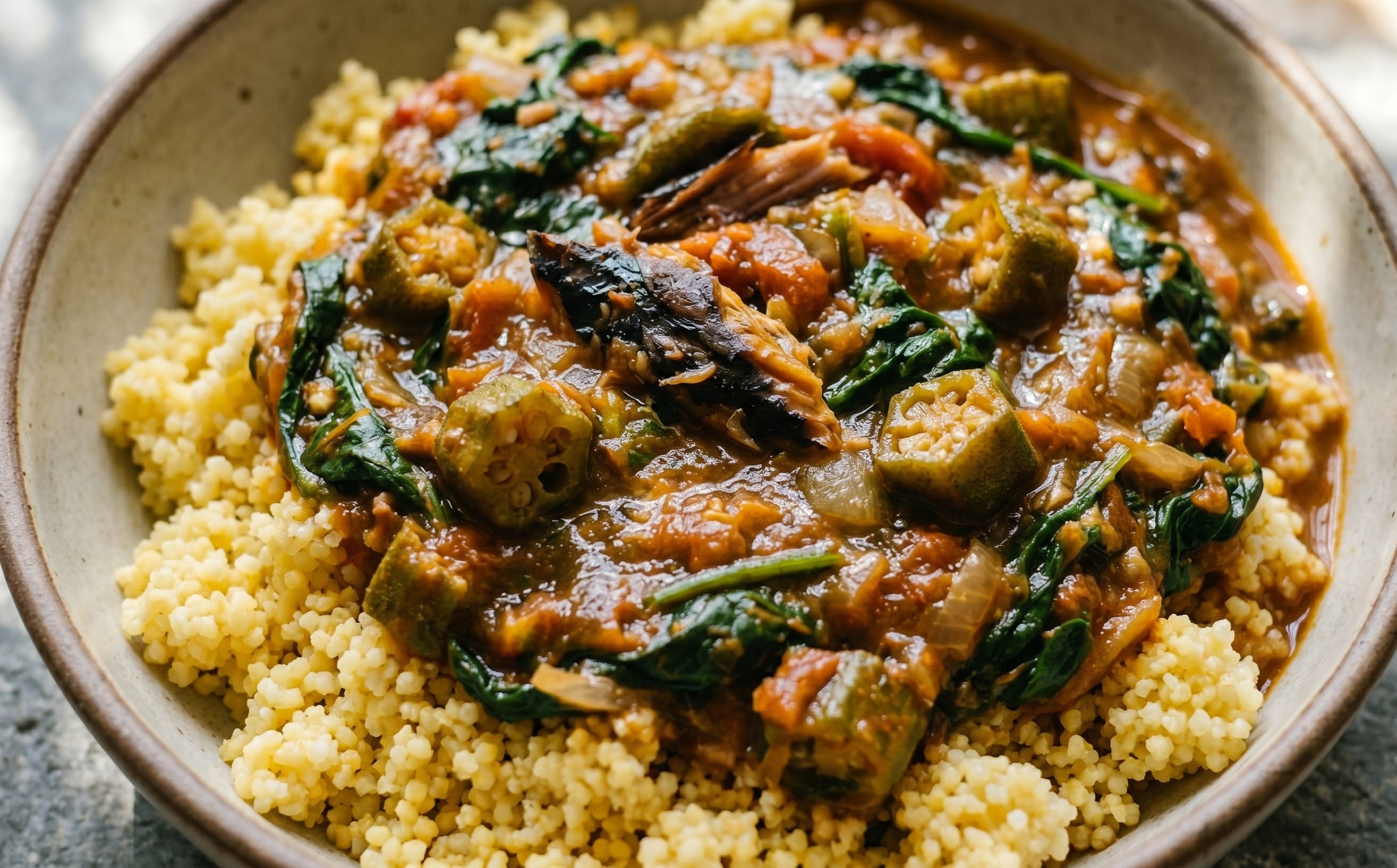 Chere (Millet with Okra and Greens)