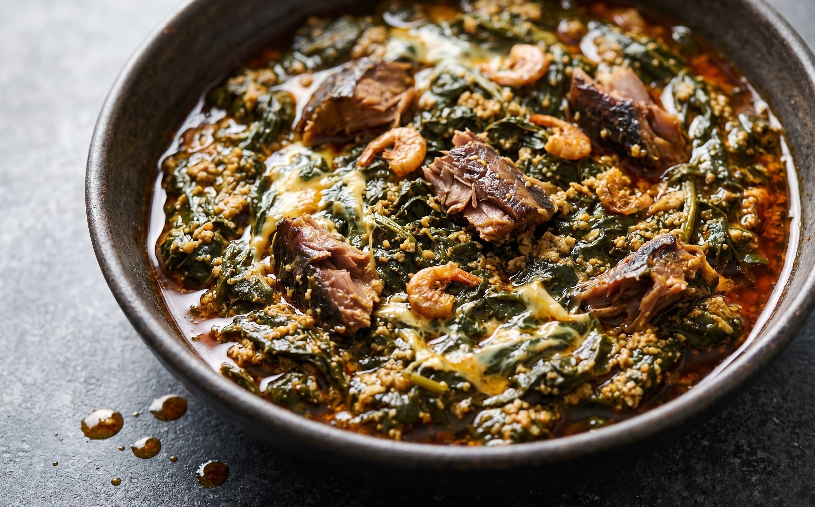 Kontomire Stew (Cocoyam Leaf Stew with Egusi and Smoked Fish)