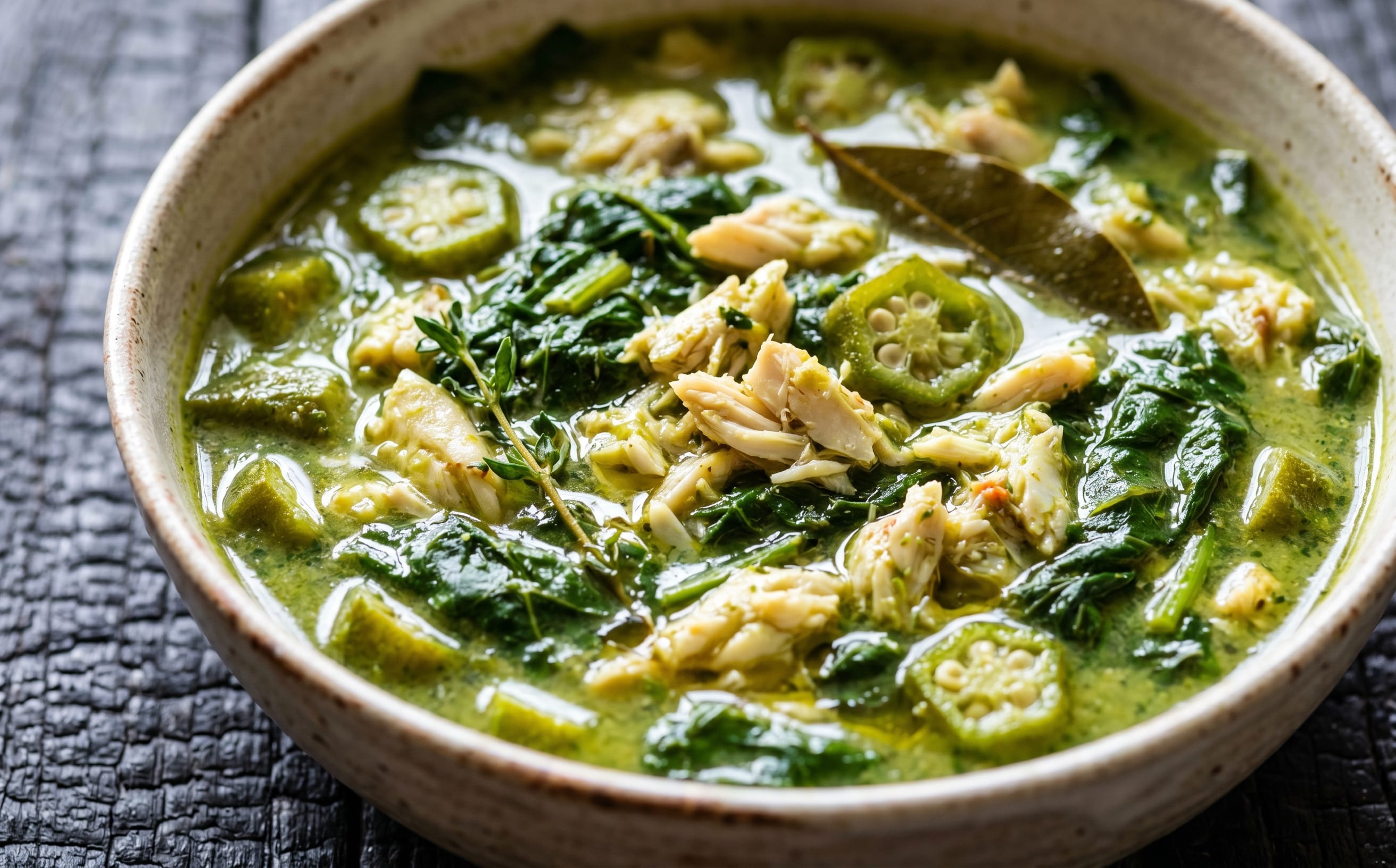 Callaloo Soup with Crab