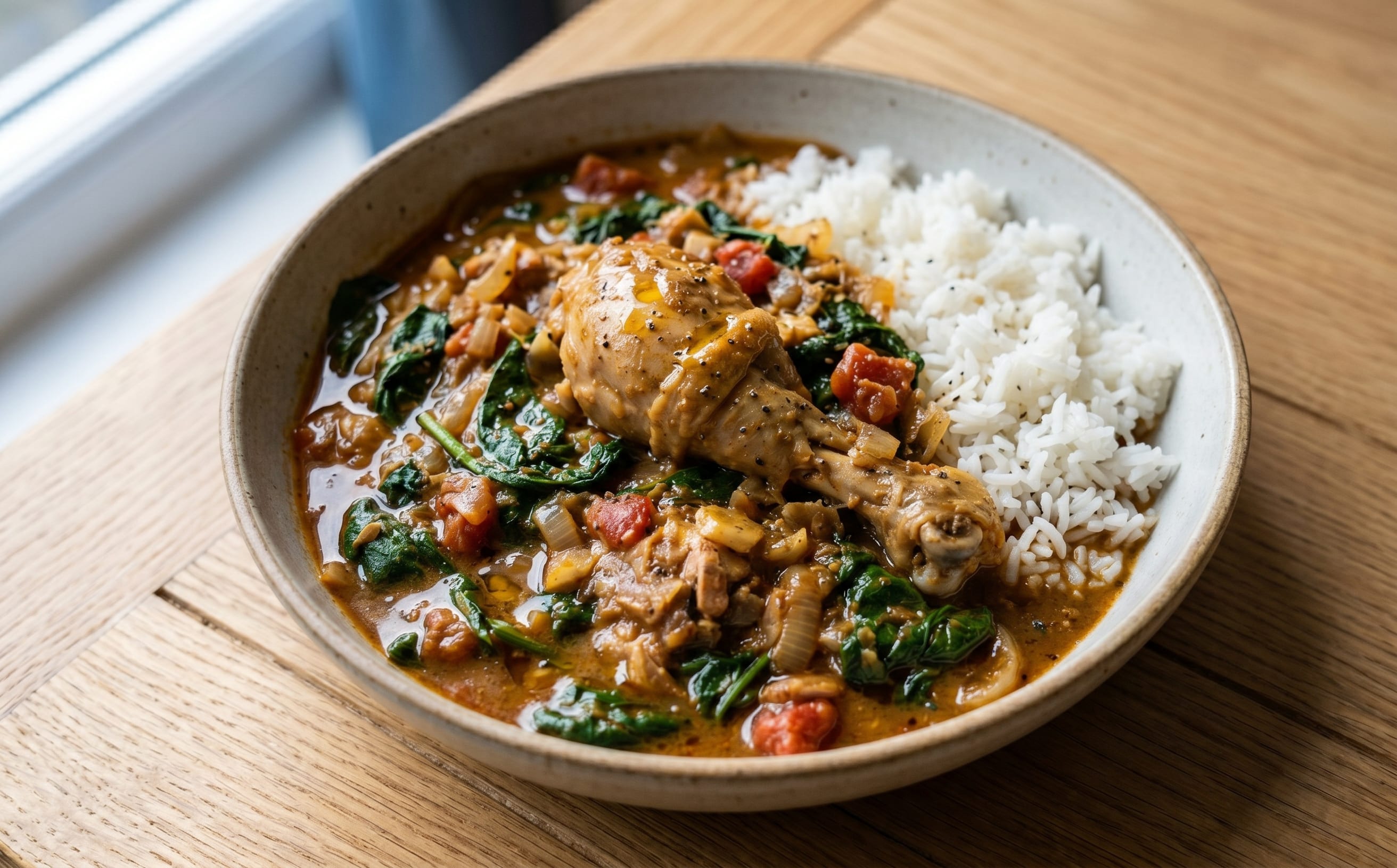 Guinea-Bissau-Style Chicken and Spinach Stew
