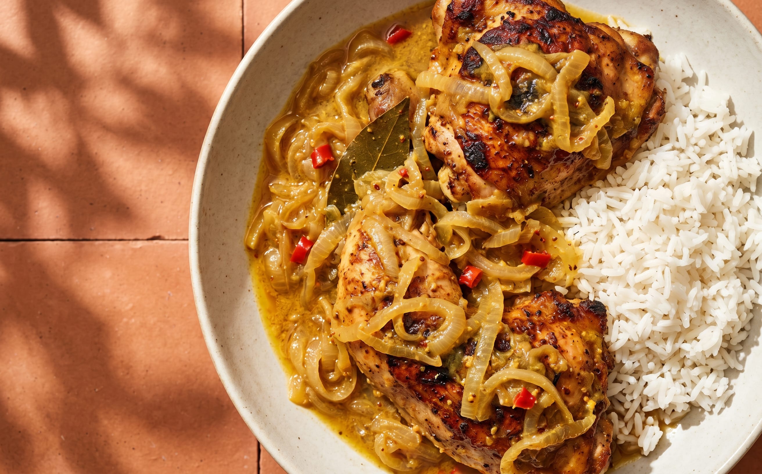 Guinea-Bissau-Style Mustard-Onion Chicken