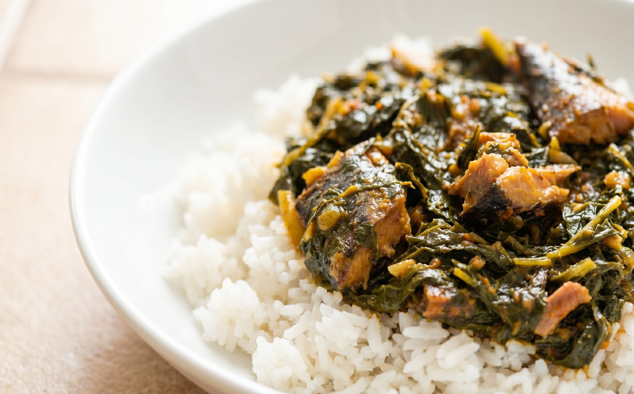 Guinean Cassava Leaf Stew with Smoked Fish
