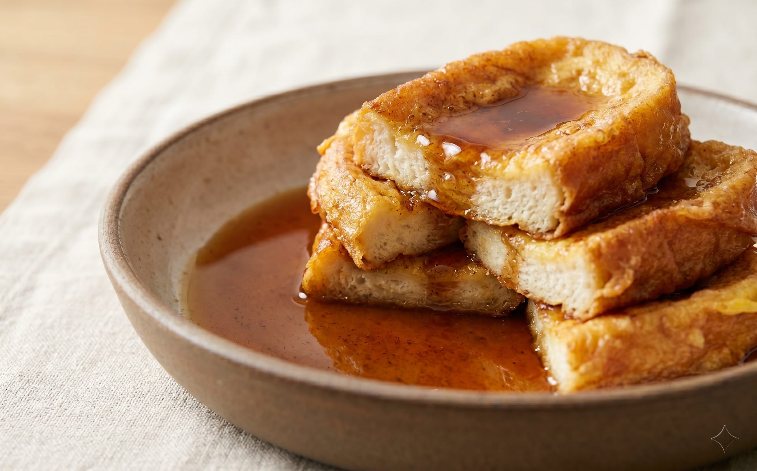 Torrejas en Miel (Bread Fritters in Panela Syrup)