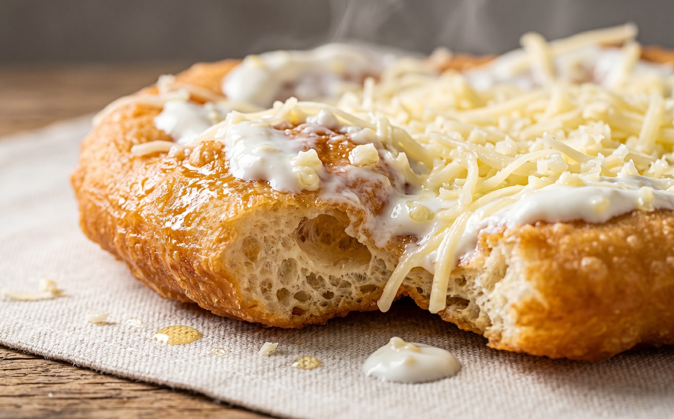 Lángos (Fried Flatbread with Garlic Sour Cream)