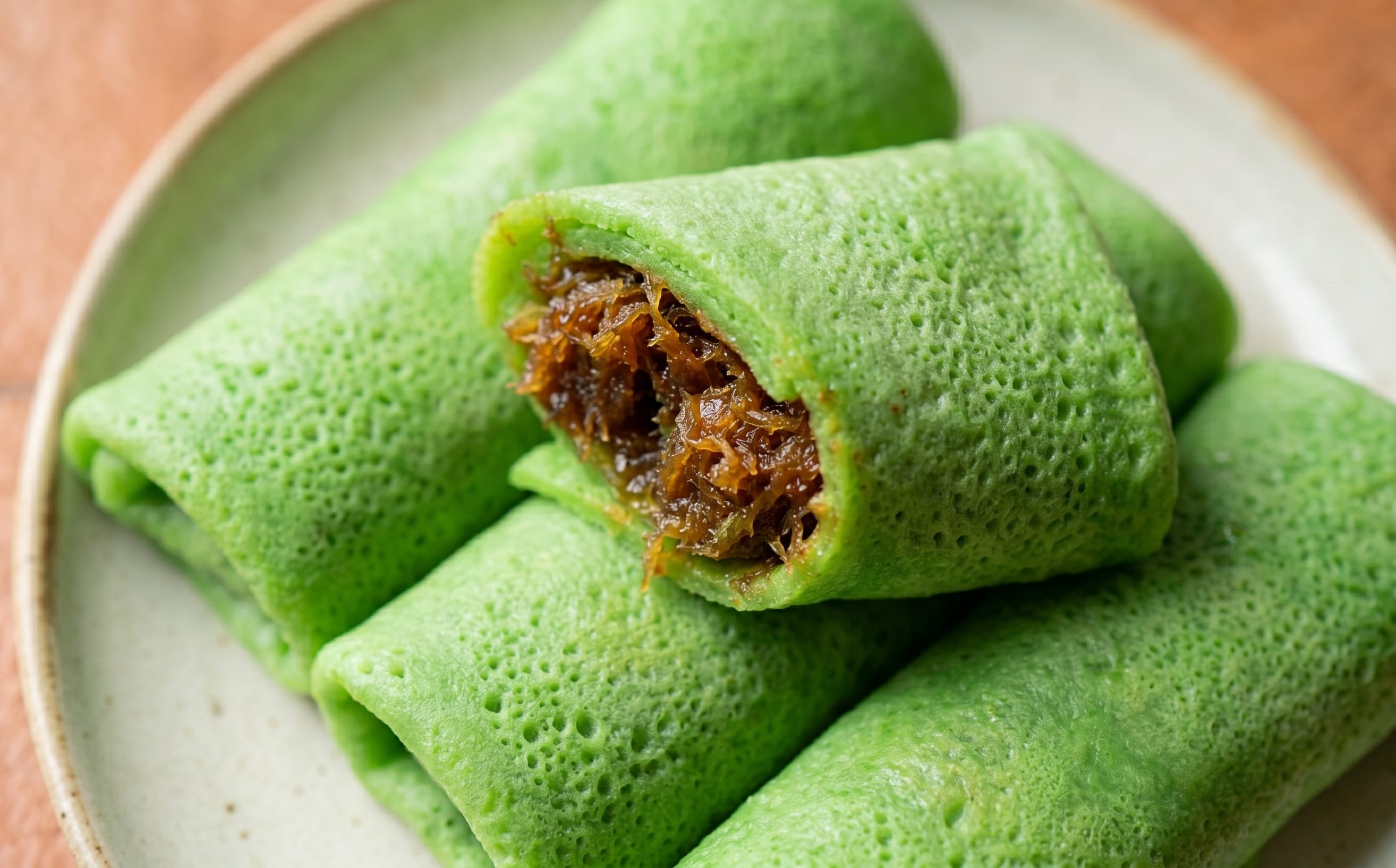 Dadar Gulung (Coconut-Filled Pandan Crepes)
