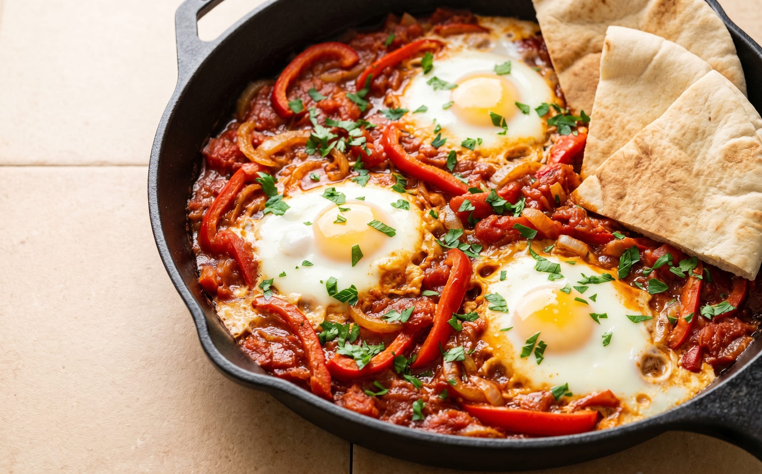 Shakshuka (Eggs Poached in Spiced Tomato Sauce)