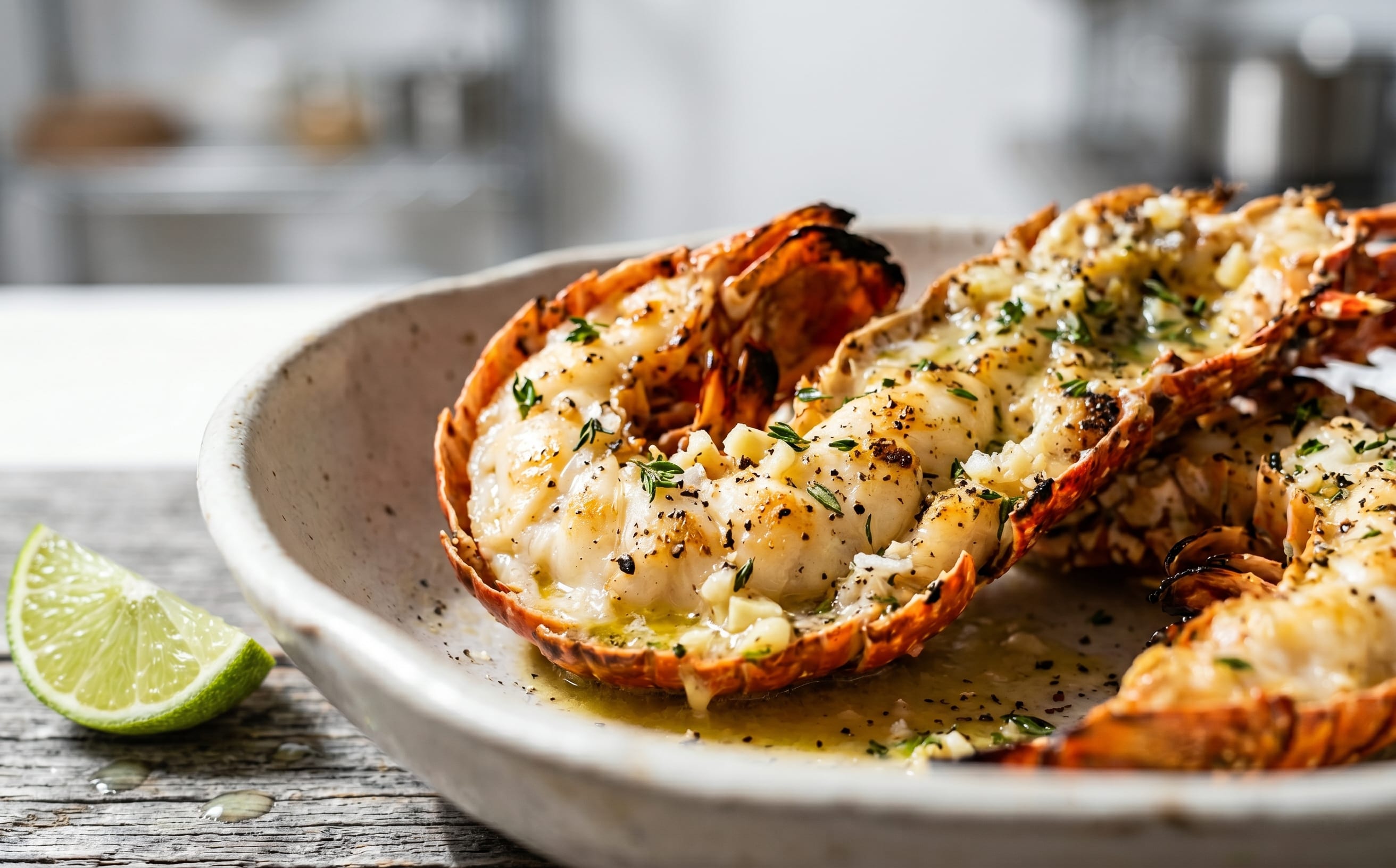 Broiled Spiny Lobster with Garlic Butter