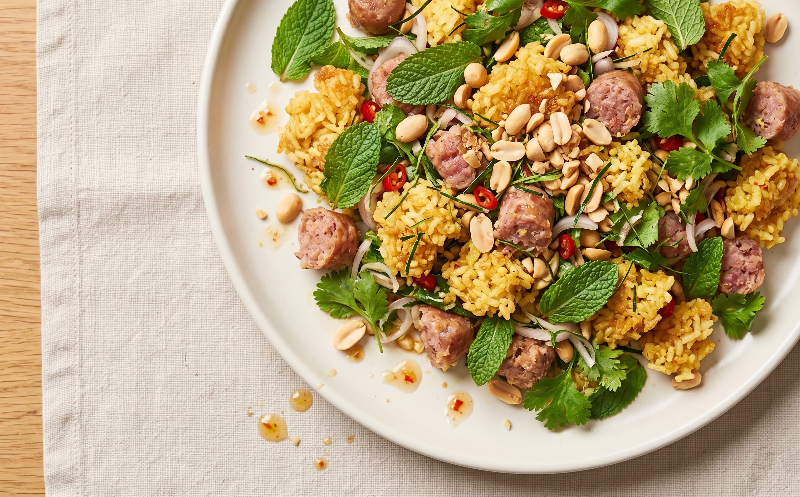 Nam Khao (Crispy Rice and Fermented Sausage Salad)