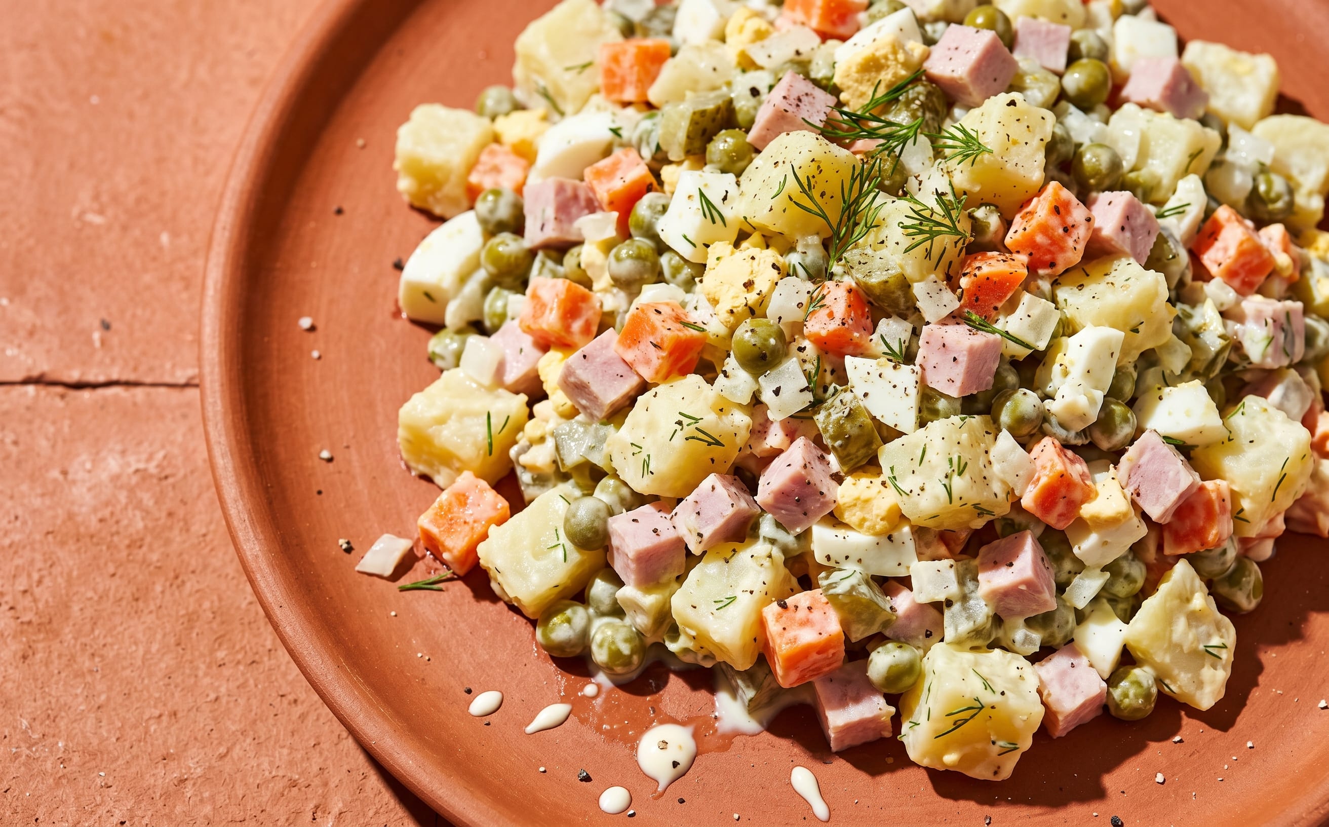 Rasols (Potato Salad with Ham and Pickles)