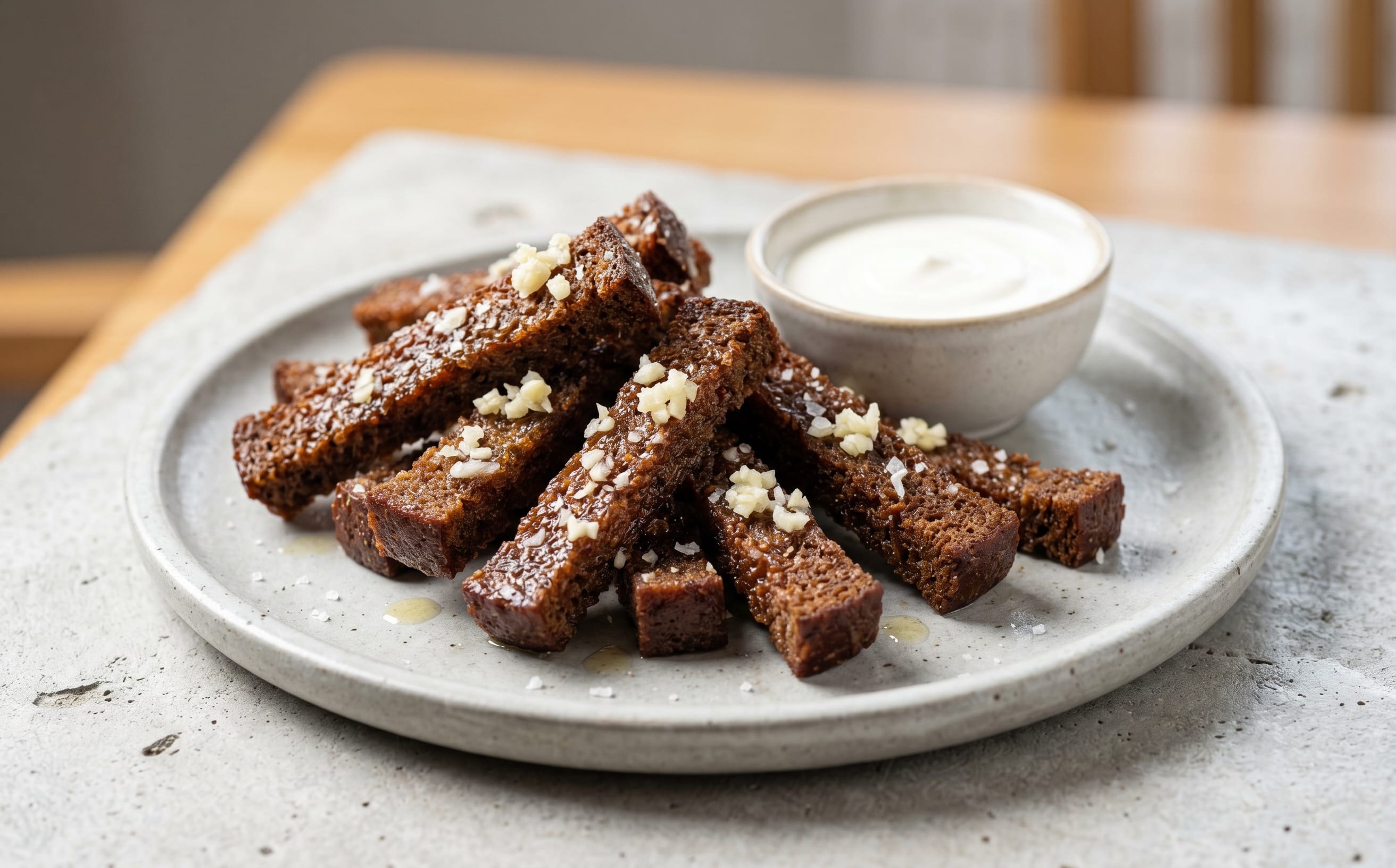 Kepta Duona (Fried Rye Bread with Garlic)