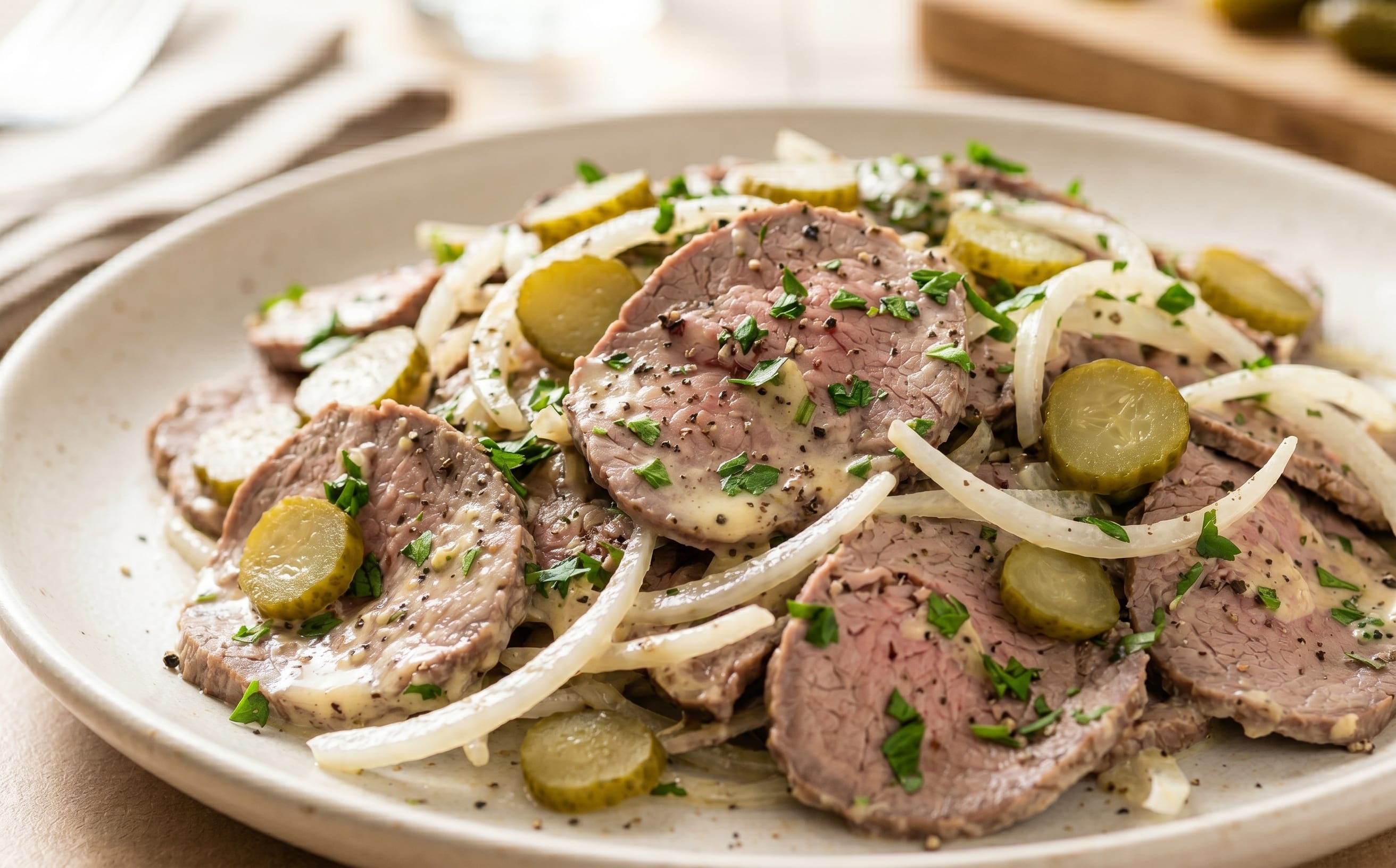 Feierstengszalot (Beef and Pickle Salad)