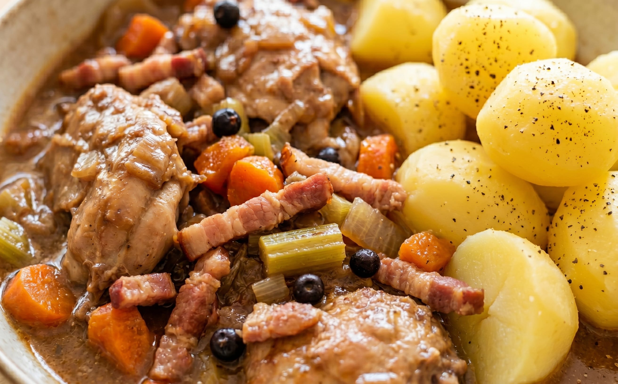 Huesenziwwi (Rabbit Stew with Red Wine and Juniper)