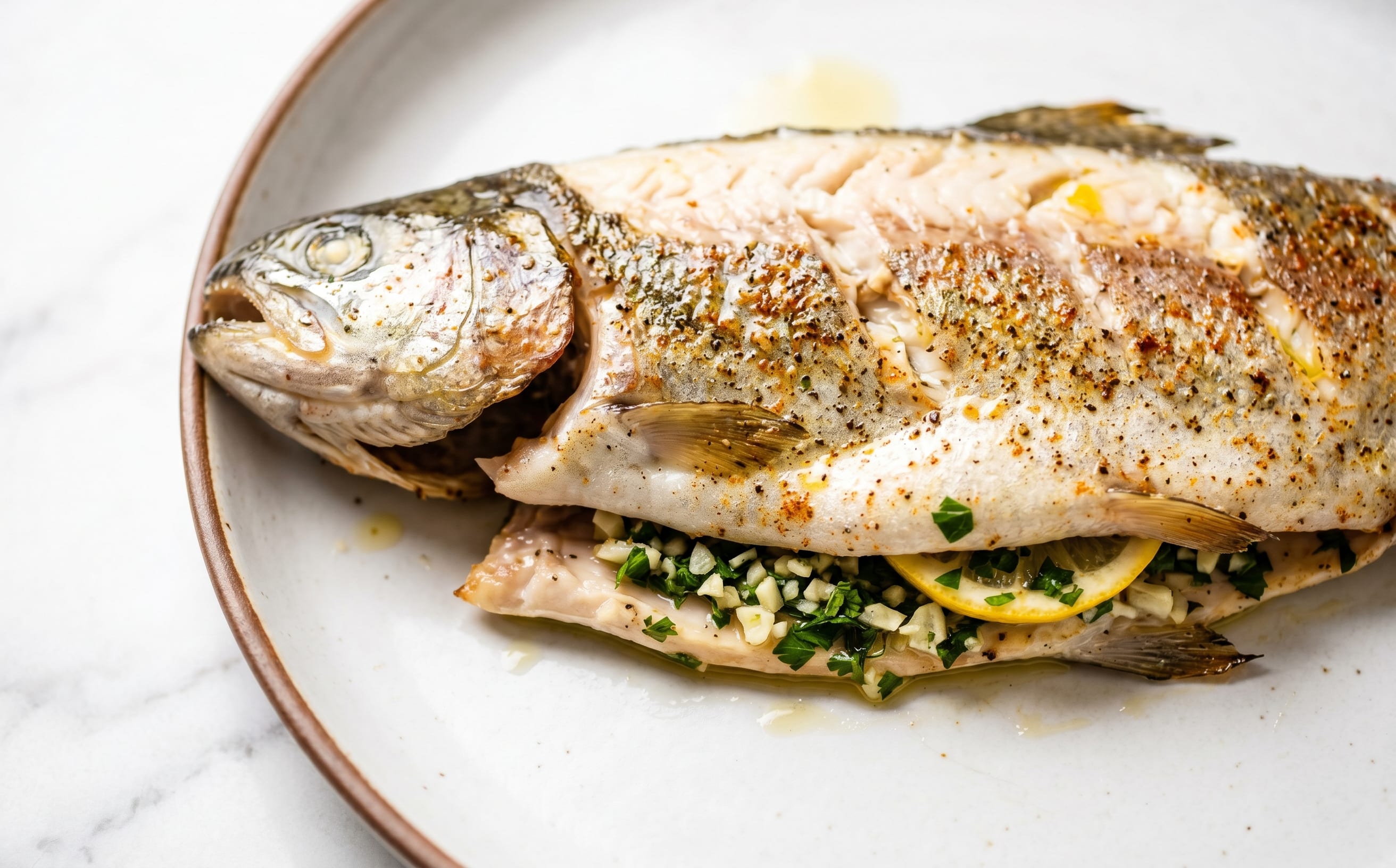 Pečena Pastrmka (Baked Trout with Garlic and Parsley)