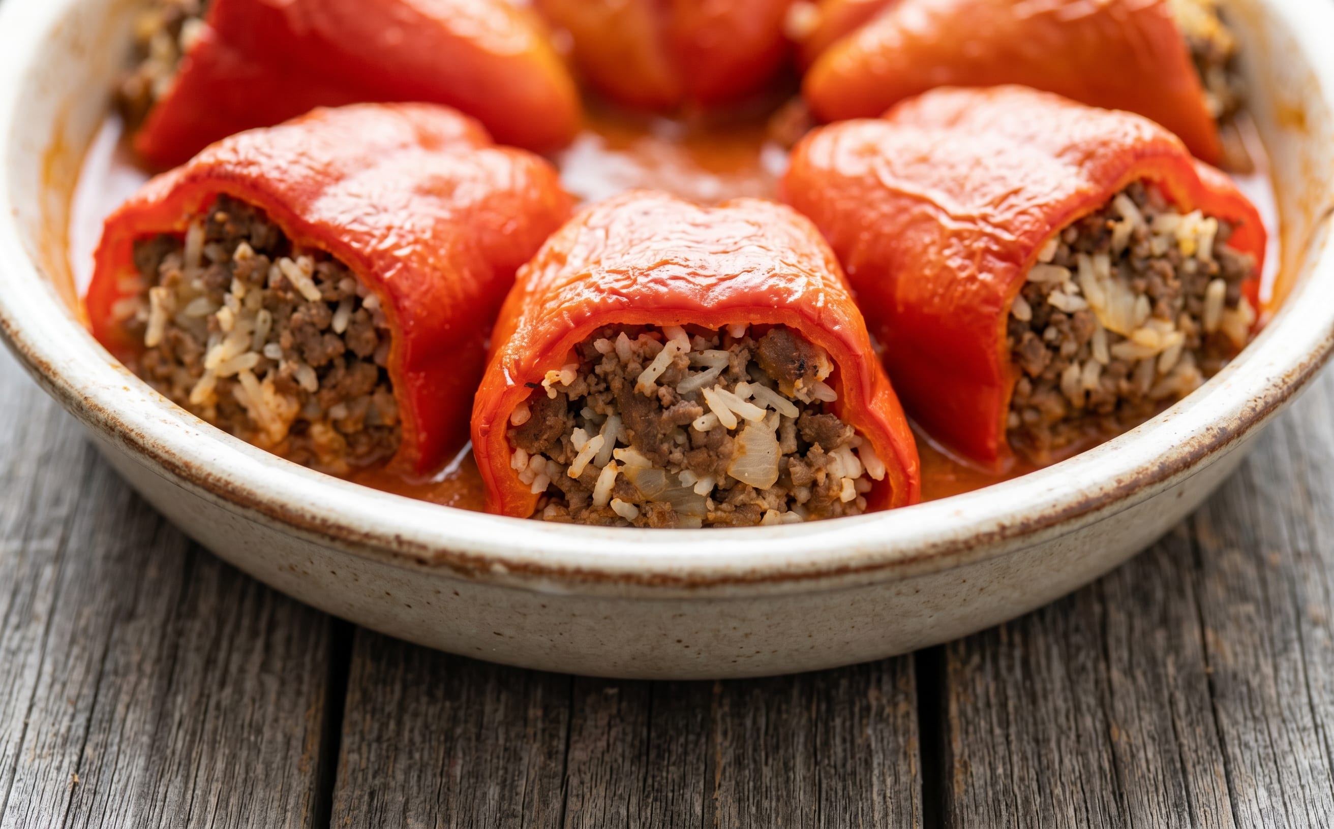 Polneti Piperki (Meat- and Rice-Stuffed Peppers)