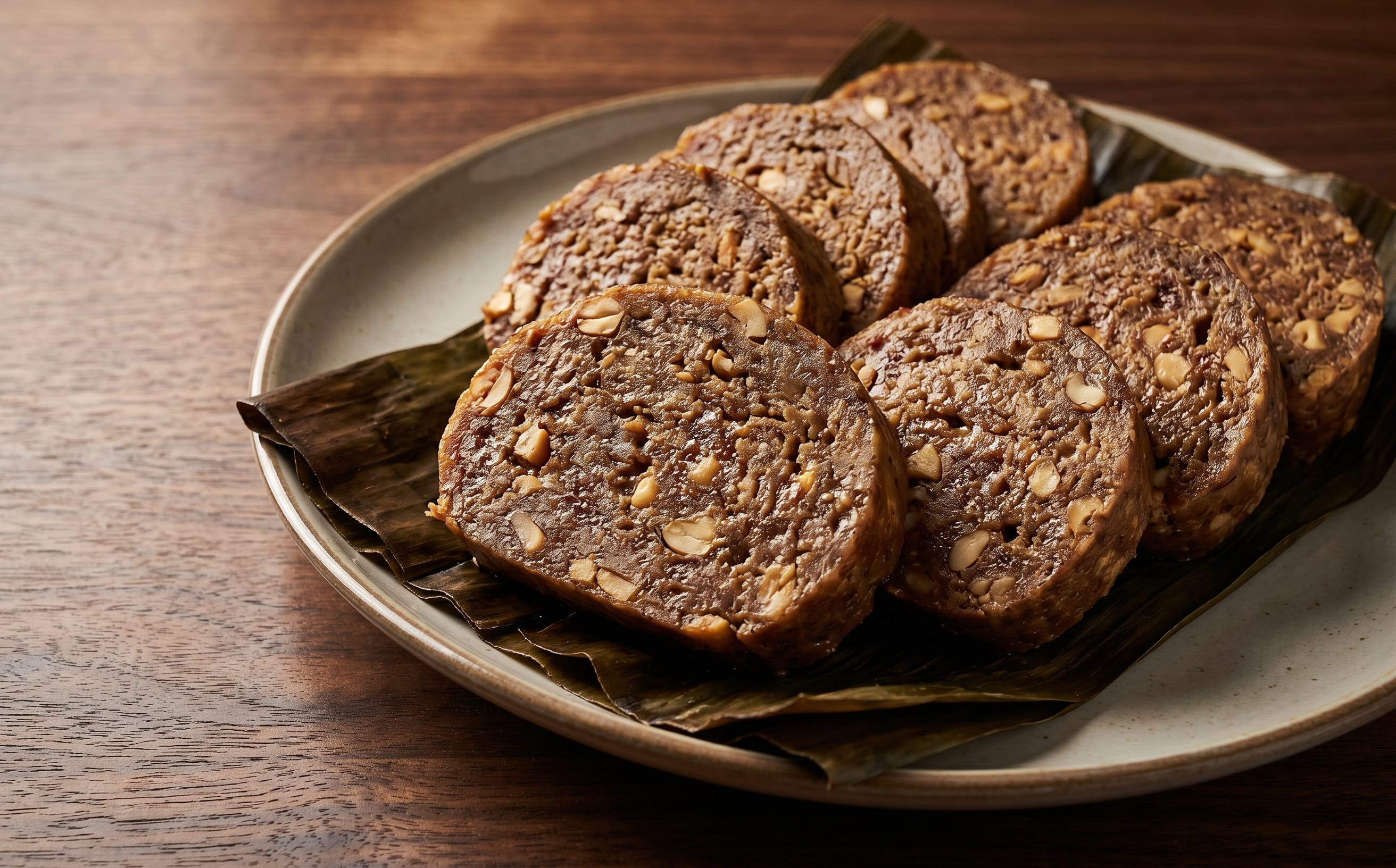 Koba Akondro (Steamed Banana and Peanut Cake)