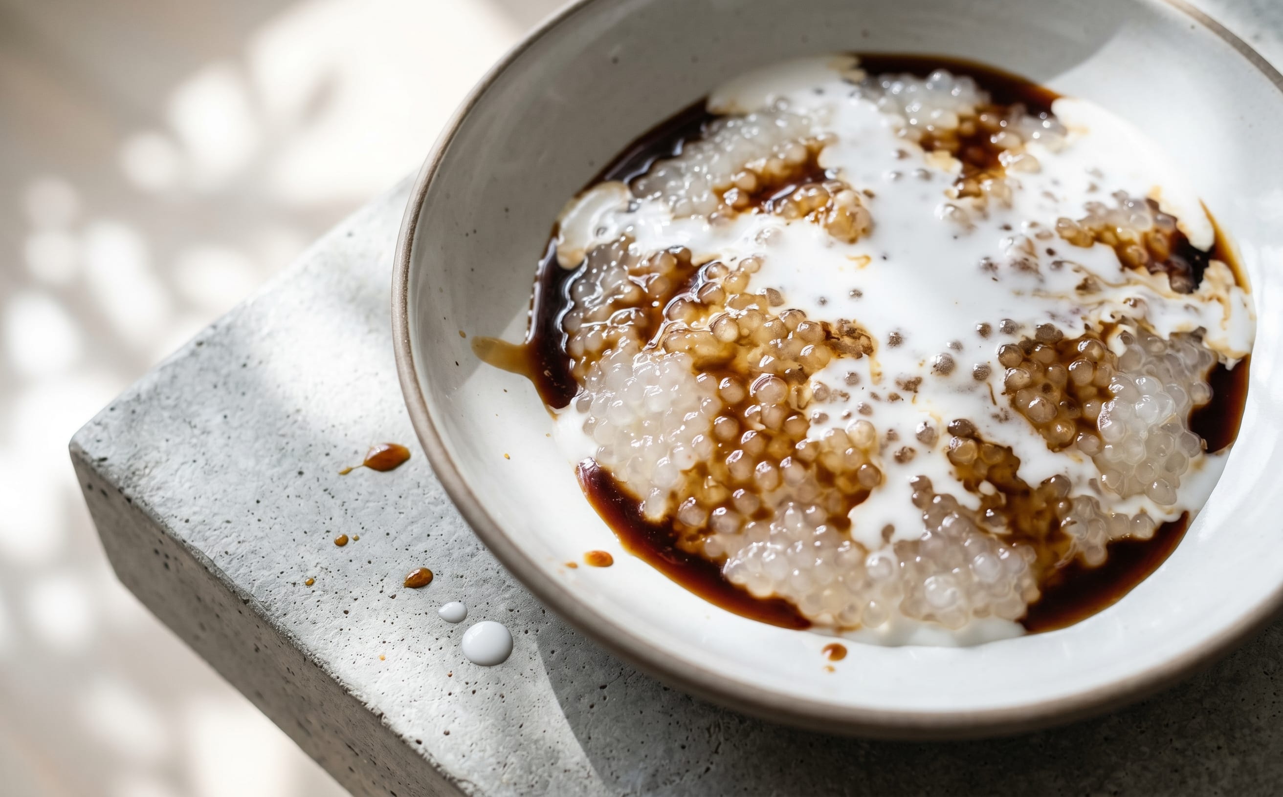 Sago Gula Melaka (Sago with Palm Sugar and Coconut Milk)