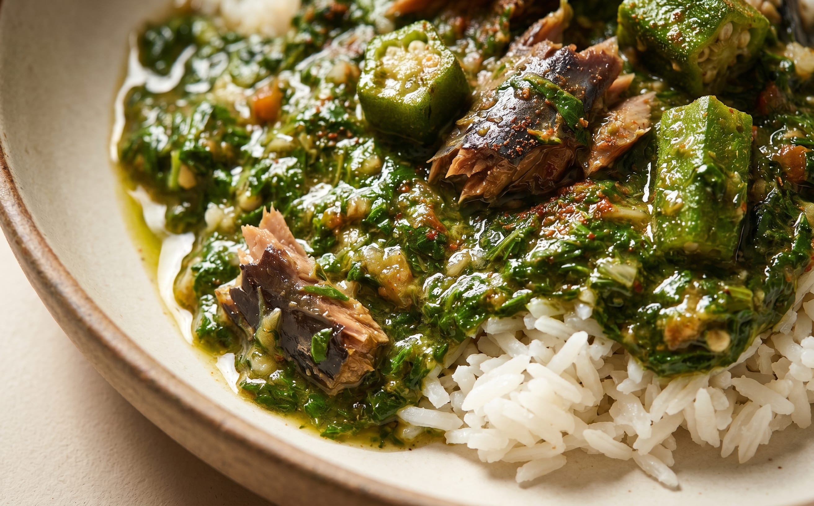 Fakoye (Jute Leaf Sauce with Smoked Fish)