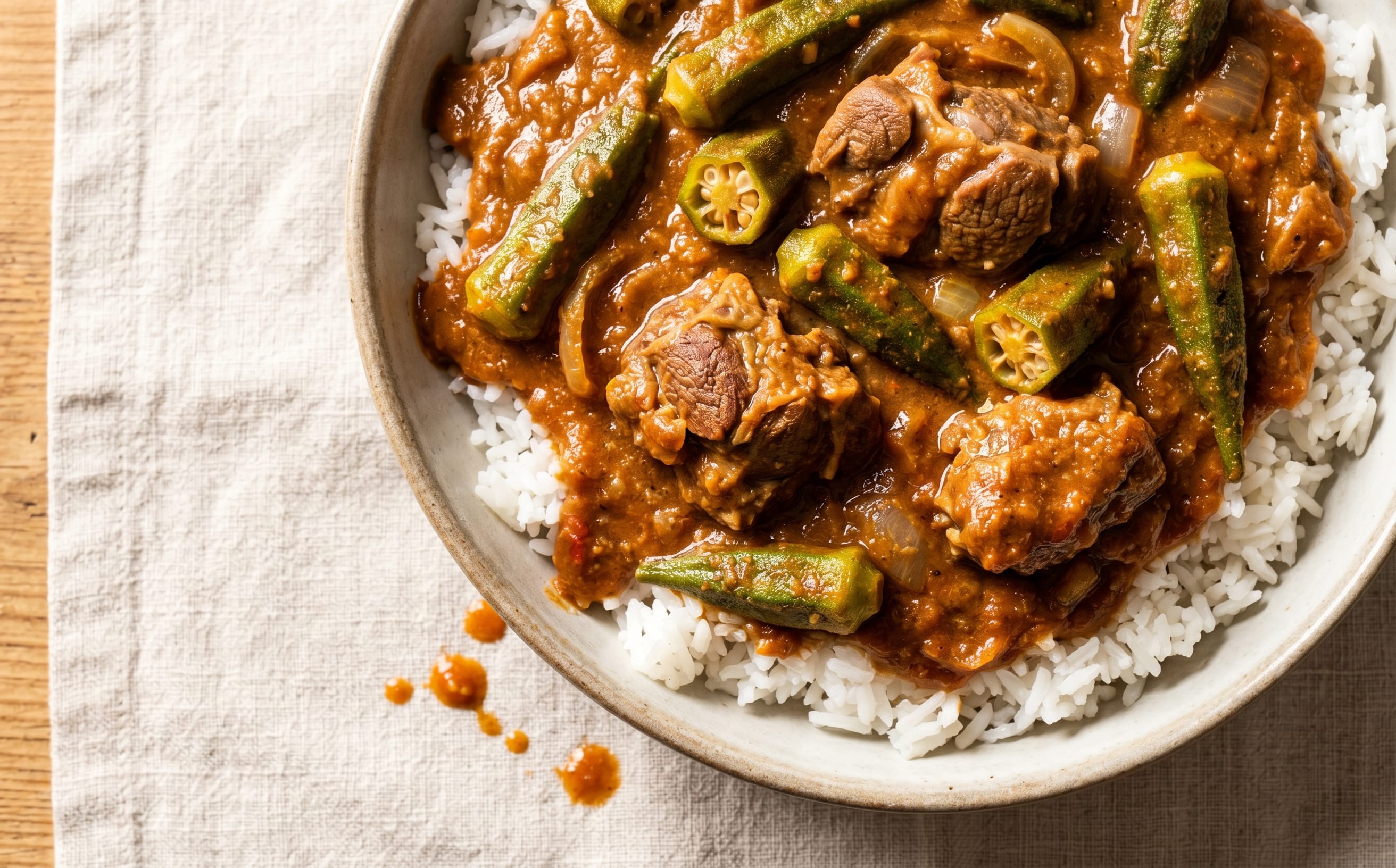 Mauritanian Peanut Stew with Goat and Okra