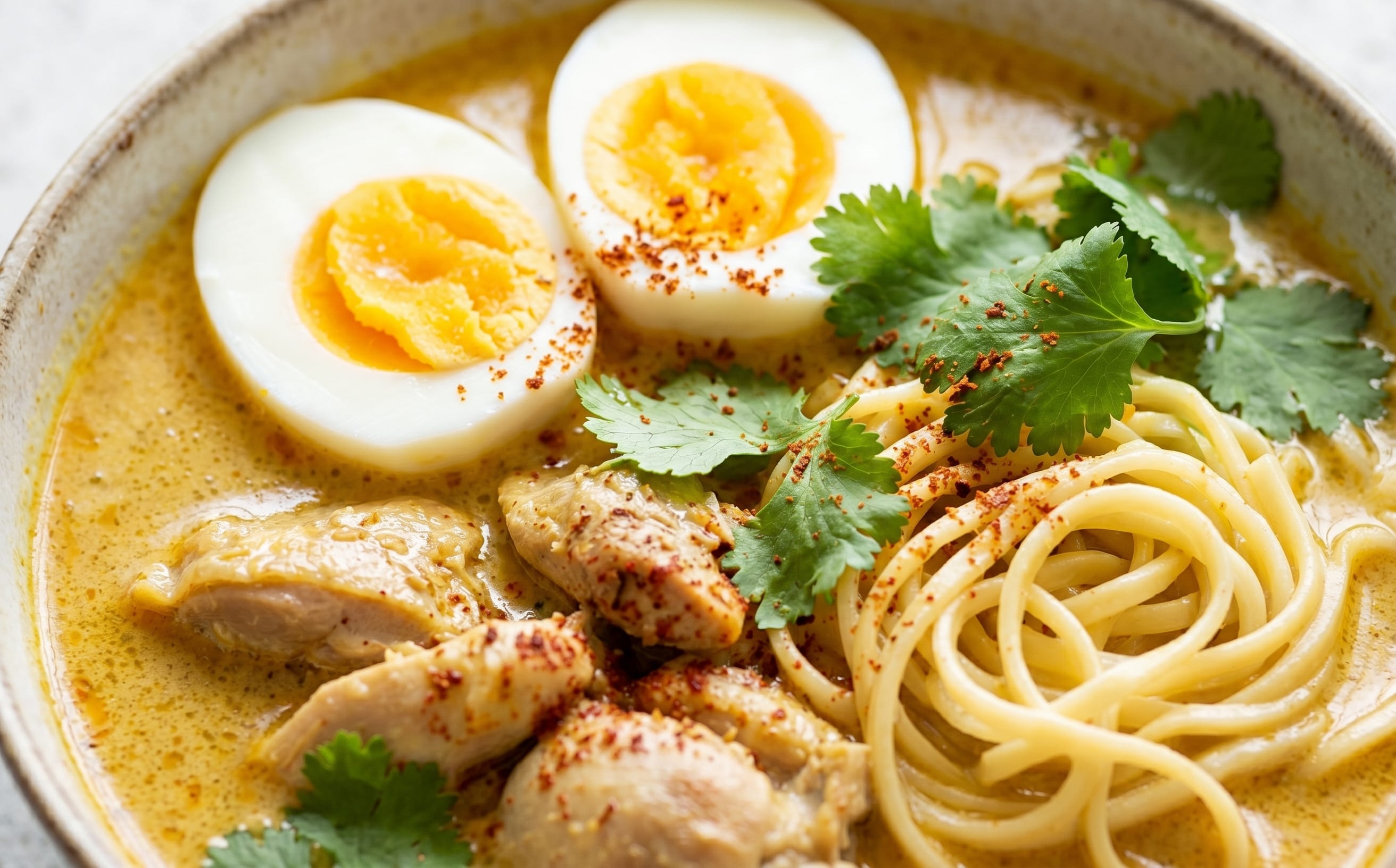 Ohn No Khao Swe (Coconut Chicken Noodle Soup)