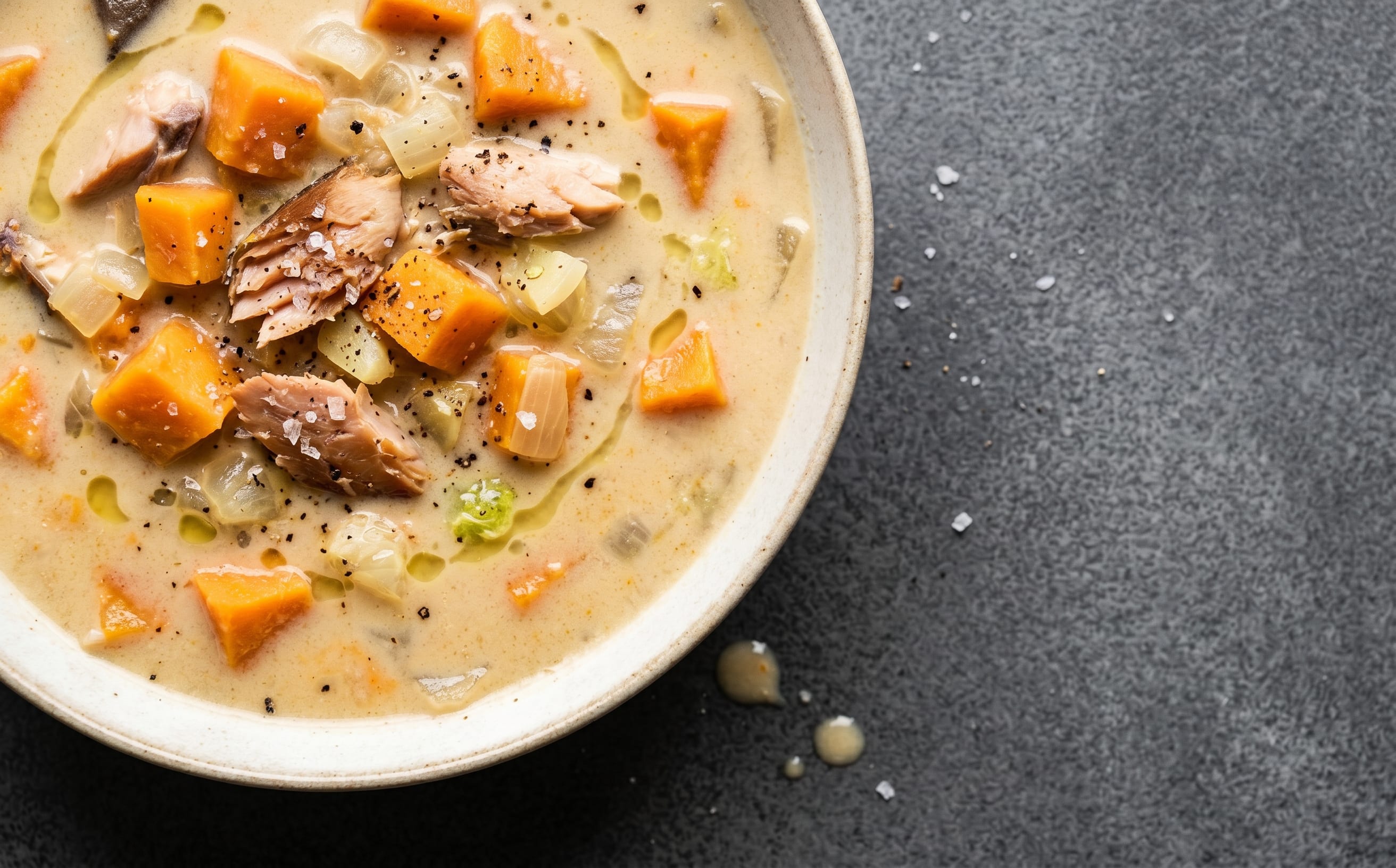 Smoked Fish and Sweet Potato Coconut Soup