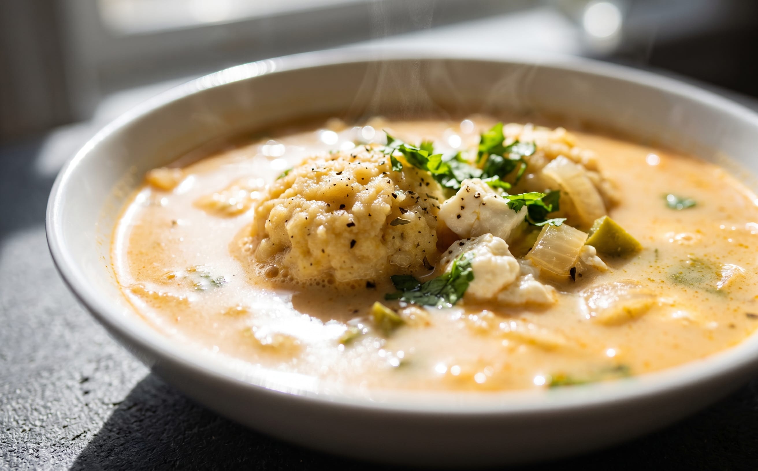 Sopa de Queso (Cheese Soup with Corn Dumplings)