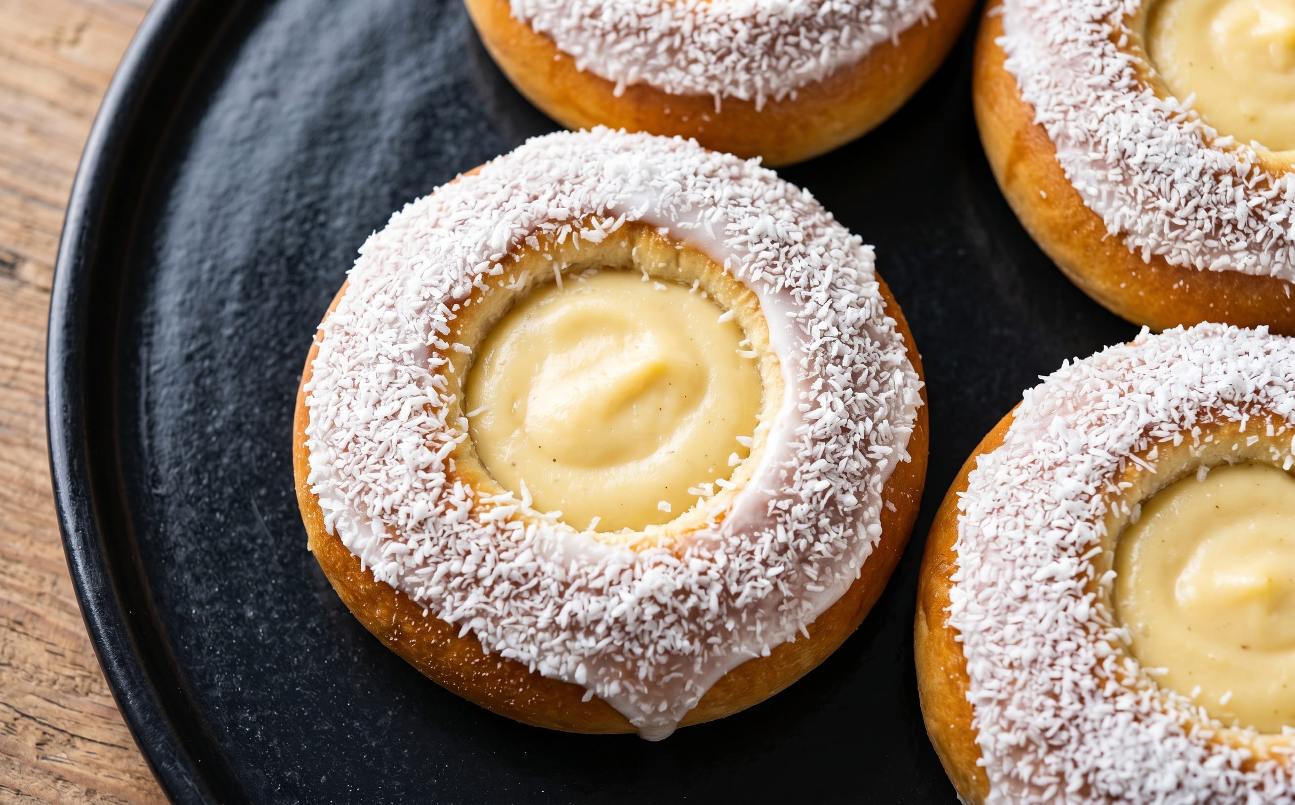 Skolebrød (Custard-Filled Coconut Buns)