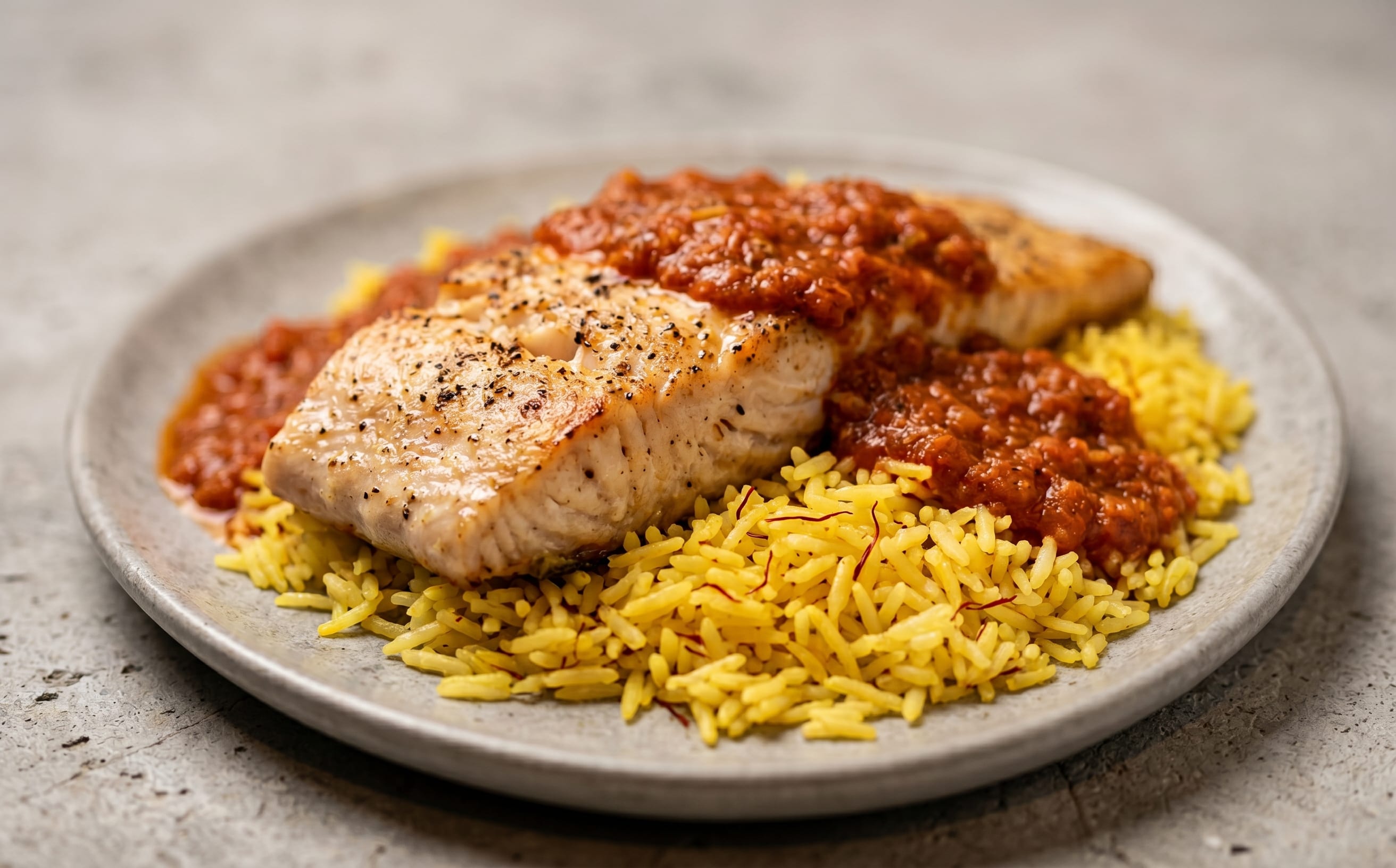 Mashuai (Roasted Kingfish with Saffron Rice)