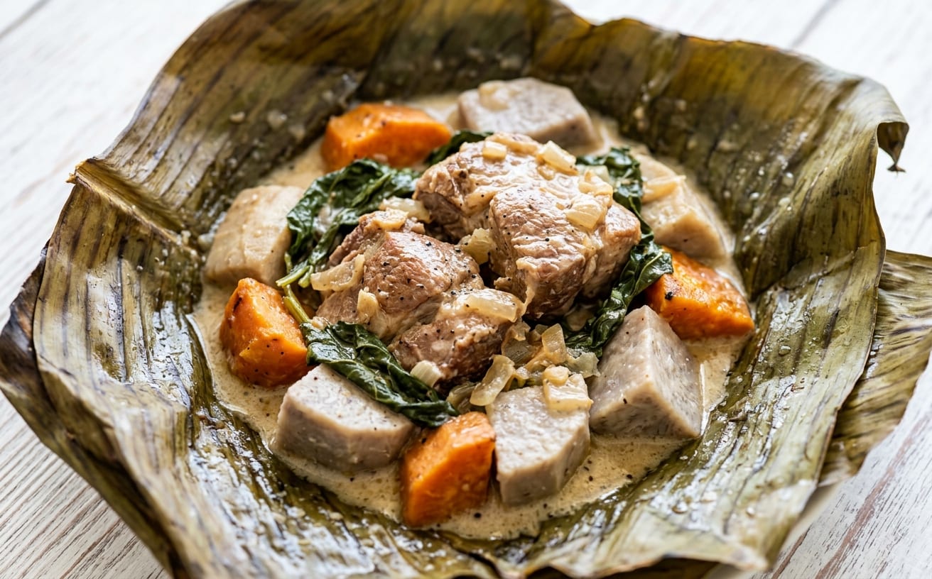 Mumu (Banana Leaf Pork and Root Vegetables)