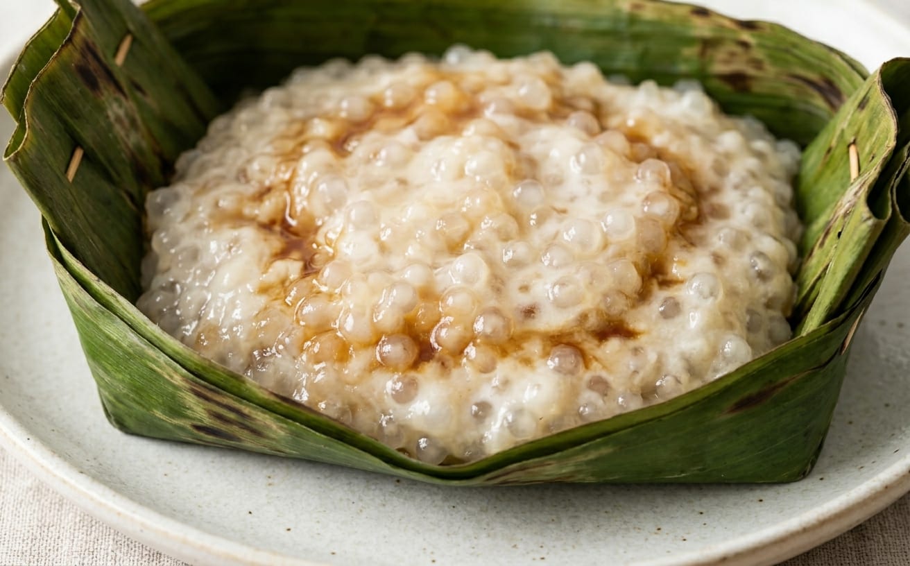 Saksak (Steamed Coconut Sago Pudding)