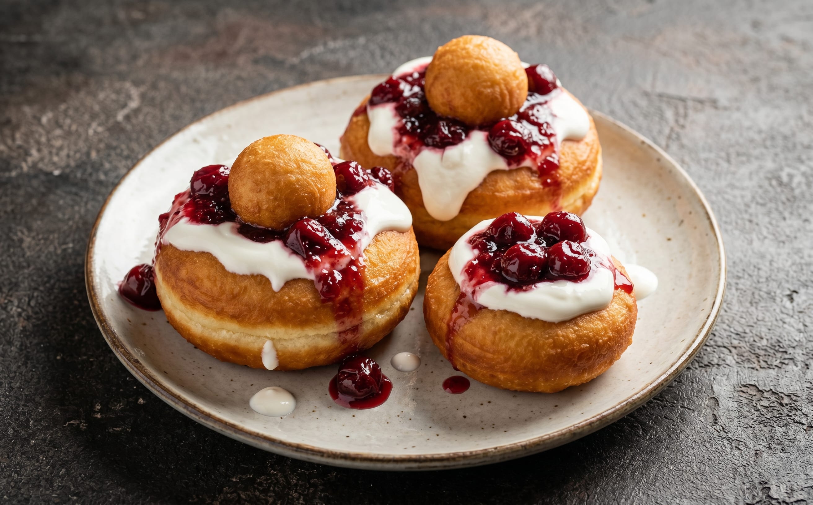 Papanași (Farmer’s Cheese Doughnuts with Sour Cherry Jam)