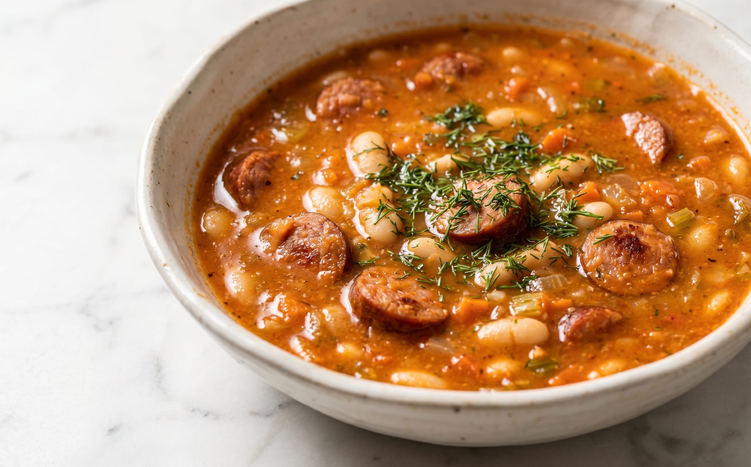 Ciorbă de Fasole cu Afumătură (Sour Bean Soup with Smoked Sausage)