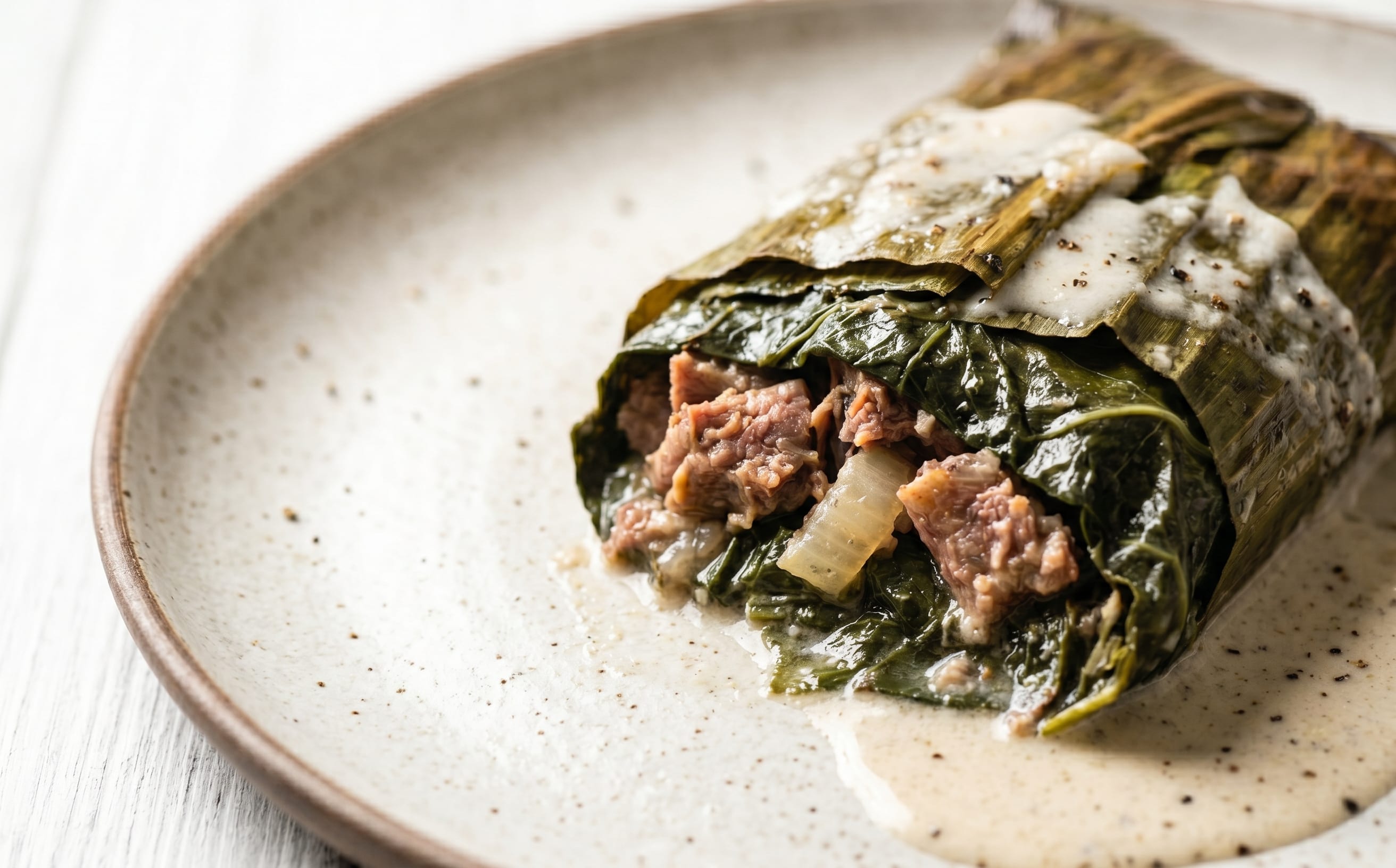 Palusami (Taro Leaf Parcels with Corned Beef)