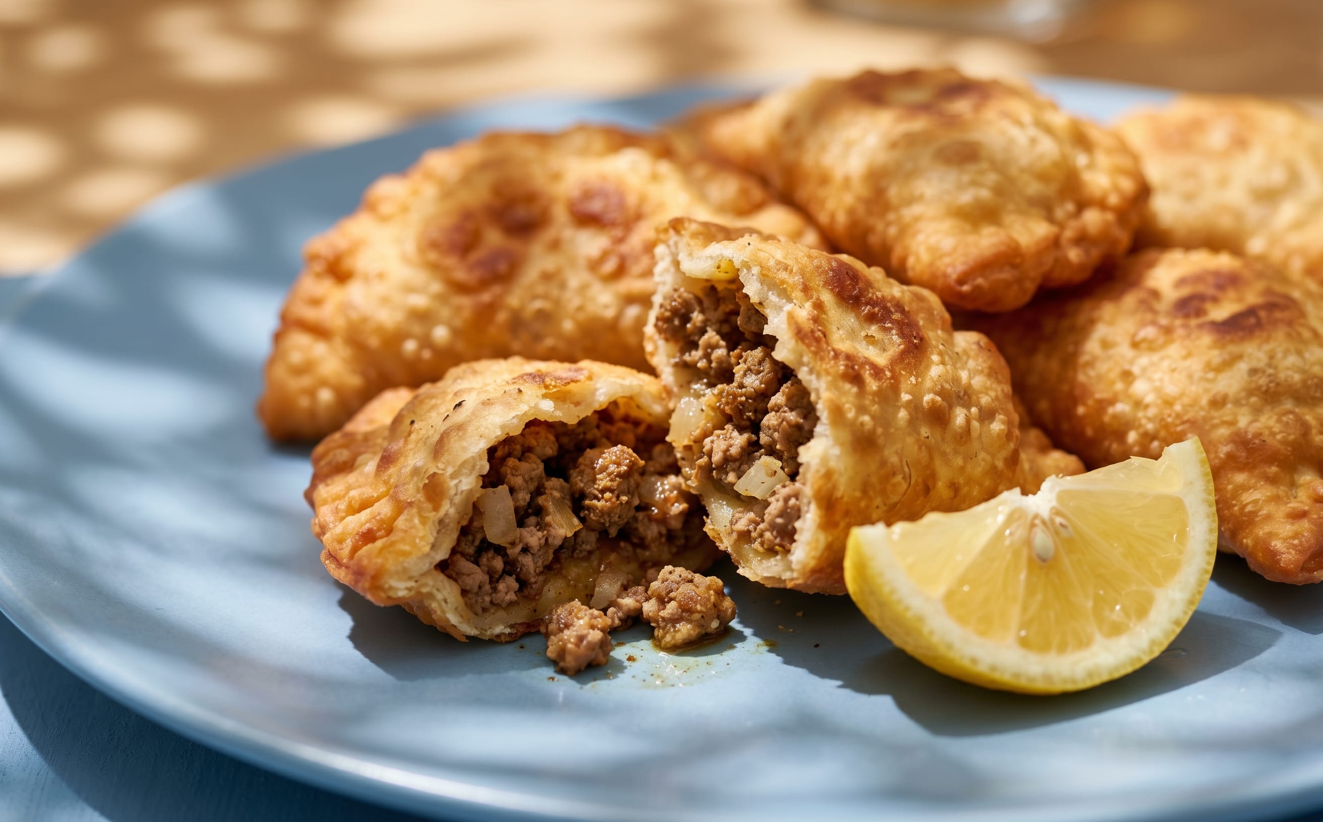 Samboosa Laham (Fried Meat Pastries)