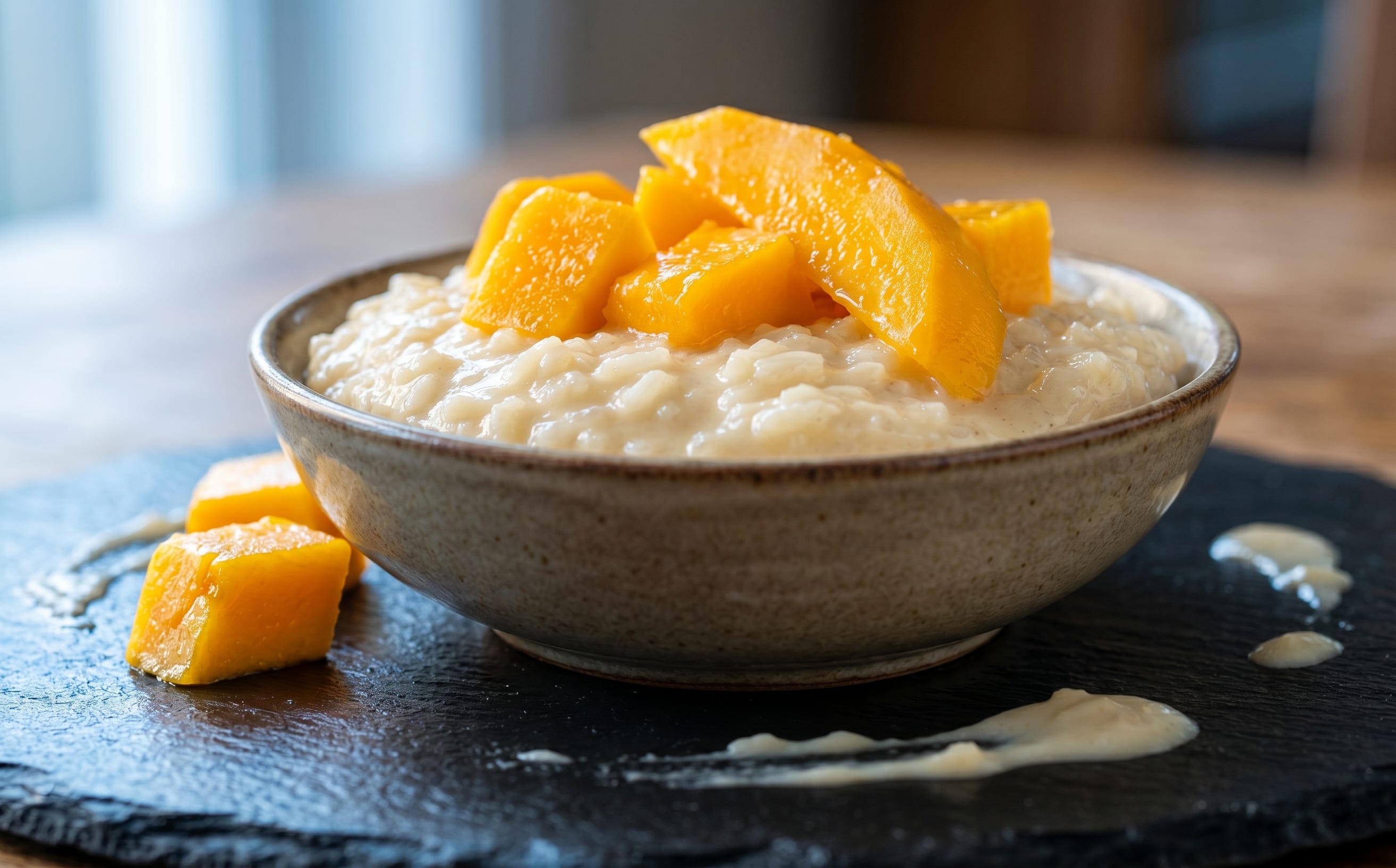 Coconut Rice Pudding with Mango