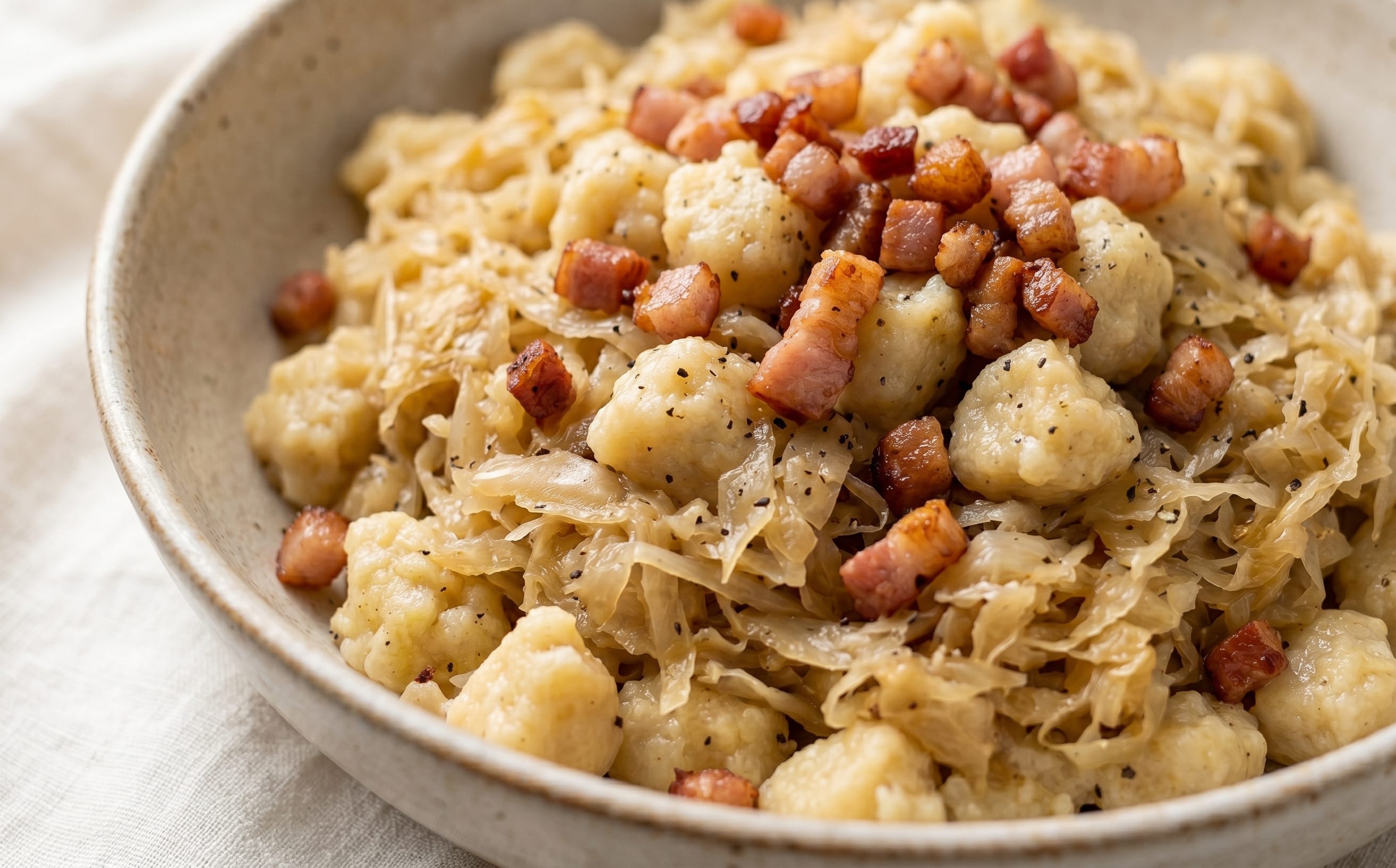 Strapačky s Kyslou Kapustou (Potato Dumplings with Sauerkraut)